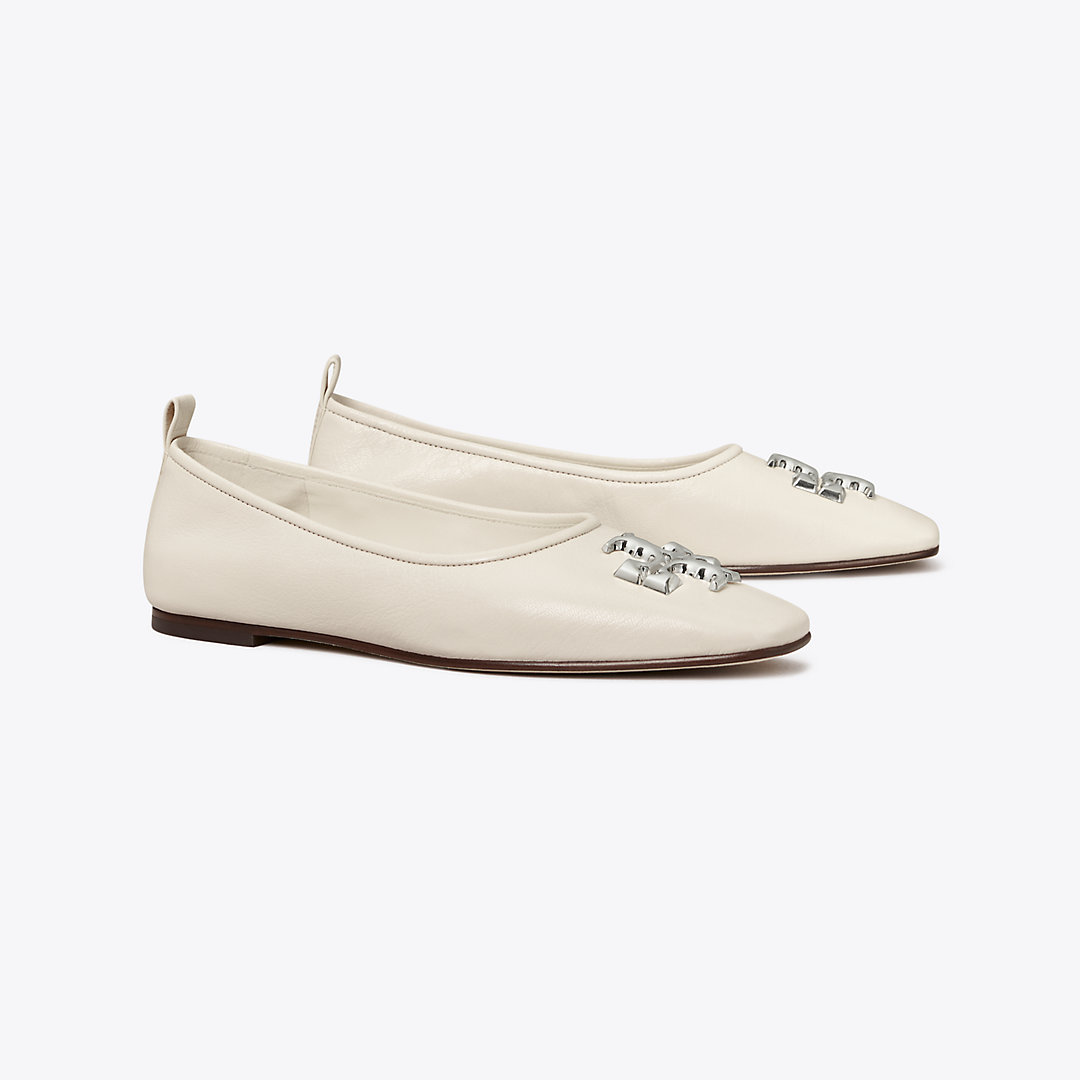 TORY BURCH - Eleanor embellished leather ballet flats