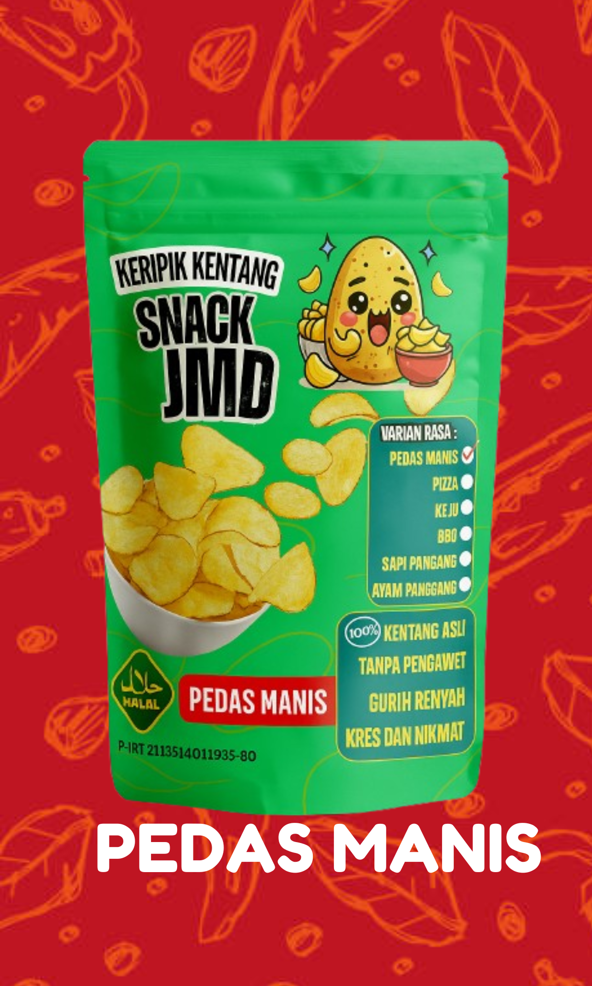 Keripik Kentang Snack JMD - pedas manis 