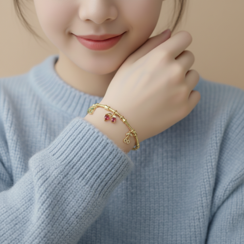 Golden Cherry Charm | Bracelet