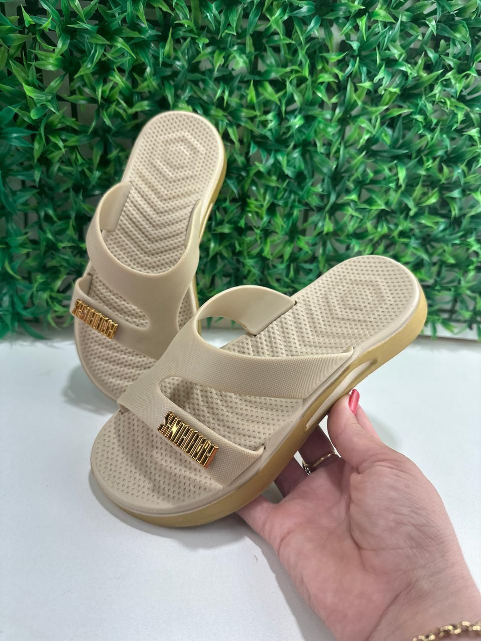 Beige Comfort Slip-On Sandals