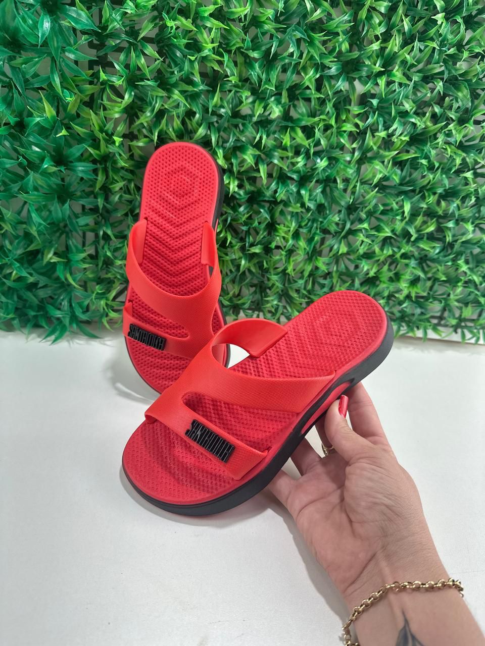 Red Slide Sandals