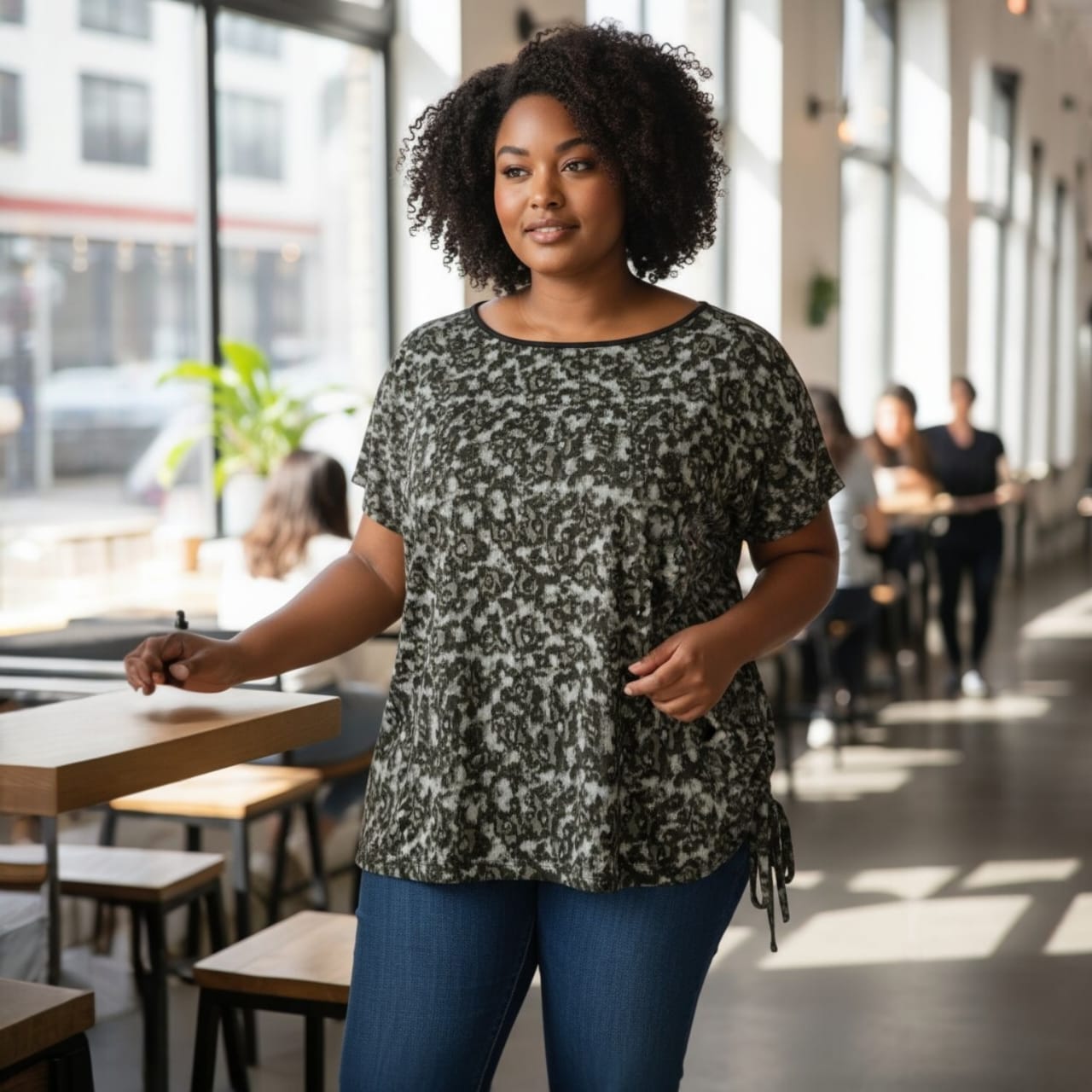 Blusa estampada verde olivo 1XL