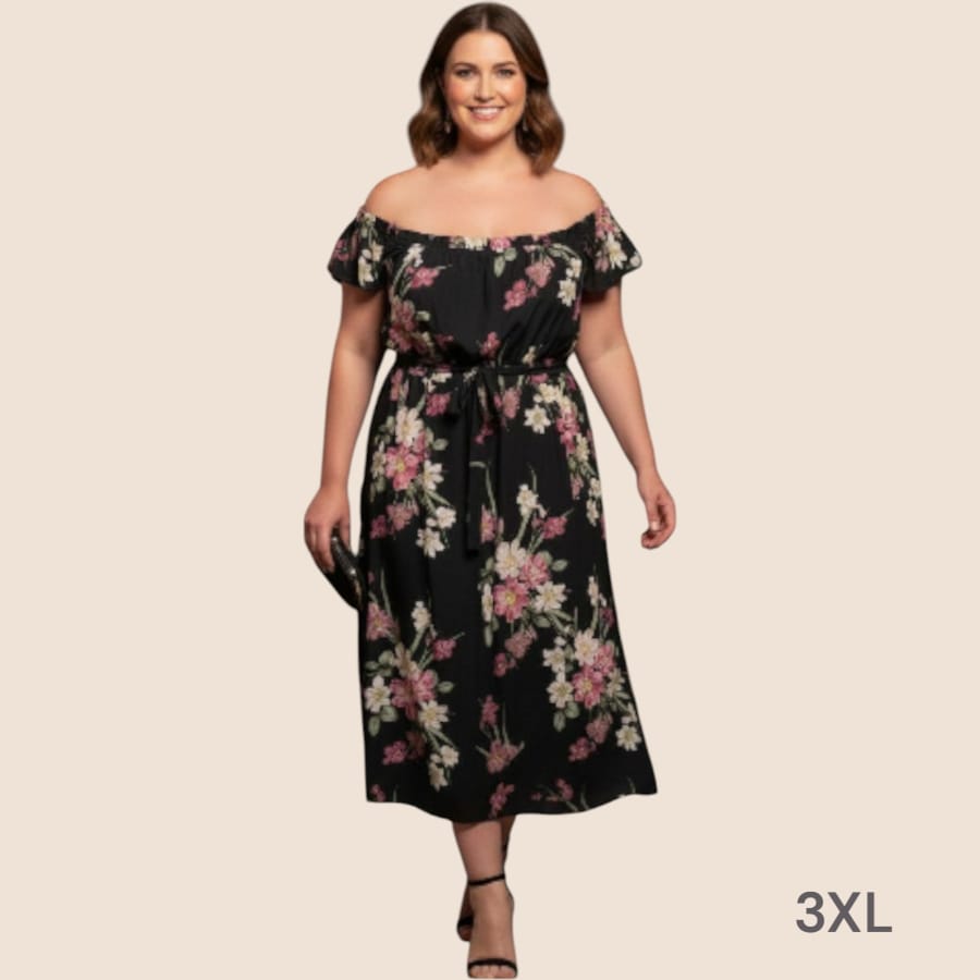 Vestido floral negro