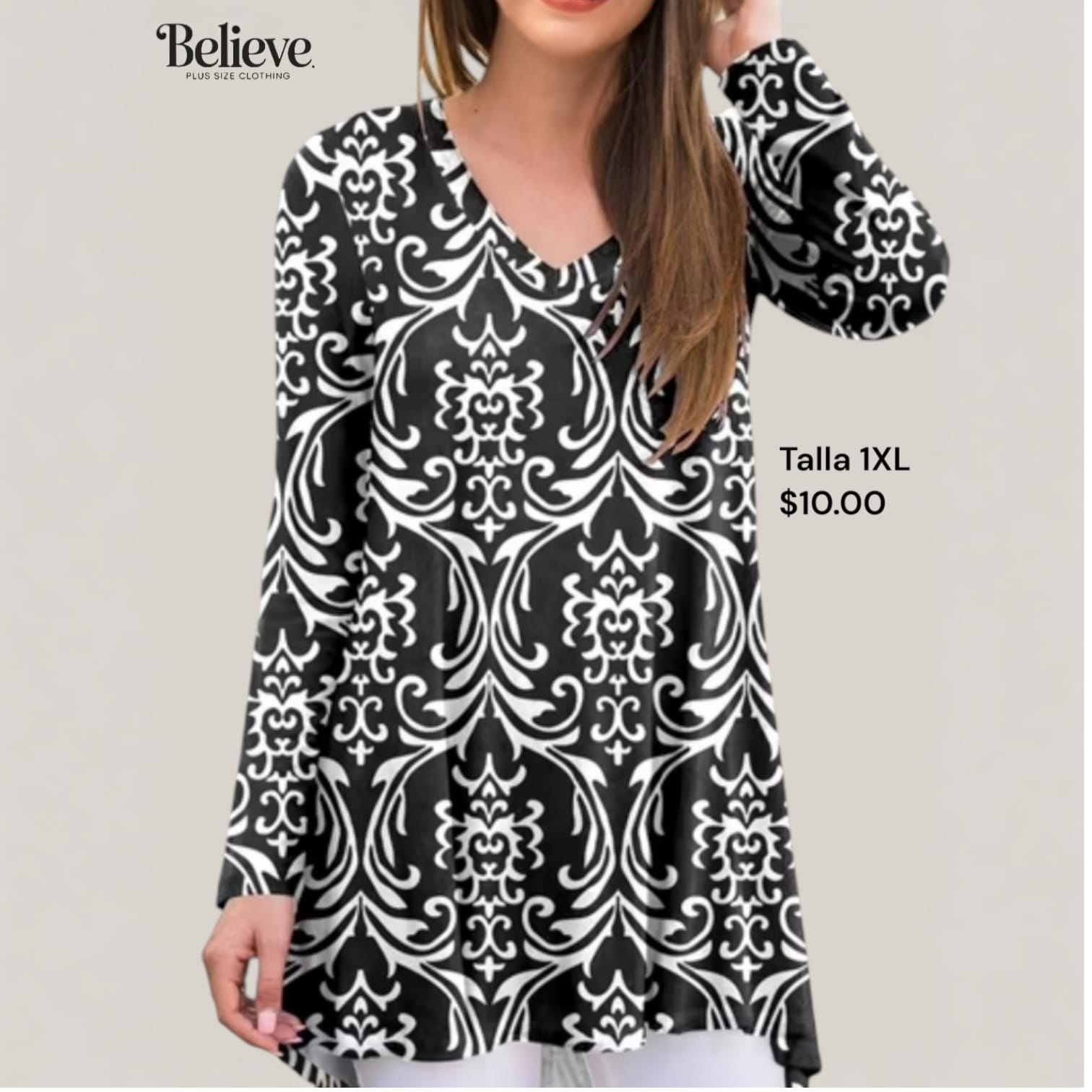 Blusa estampada negra y blanca
