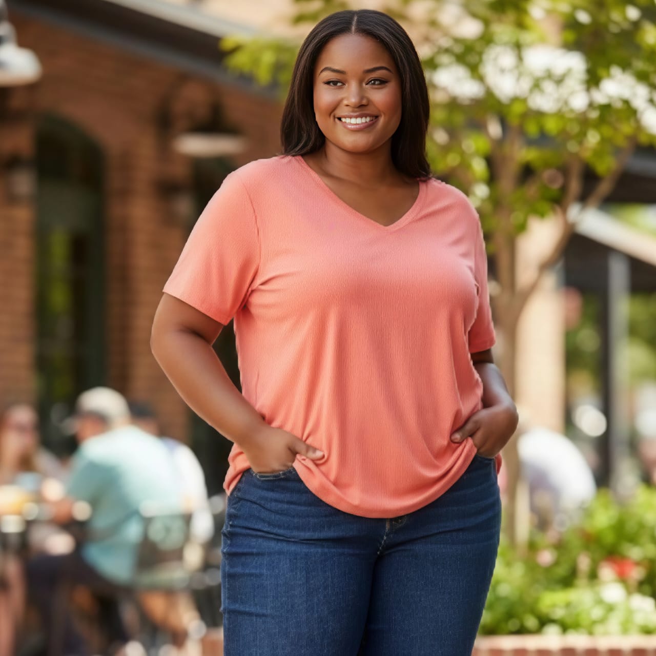 Camiseta casual color coral 3XL