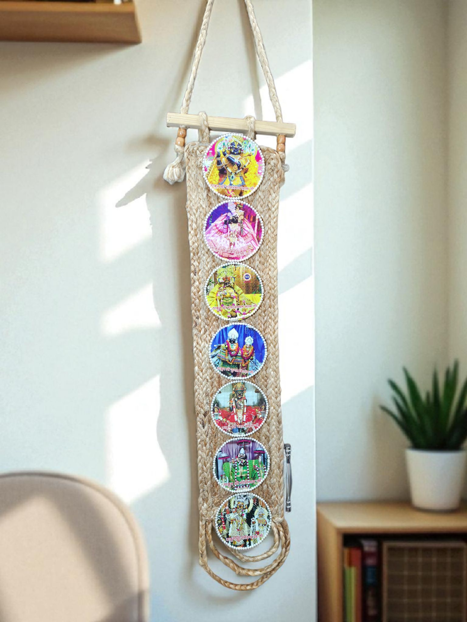 🌿 7 Thakur Ji of Vrindavan Wall Hanging