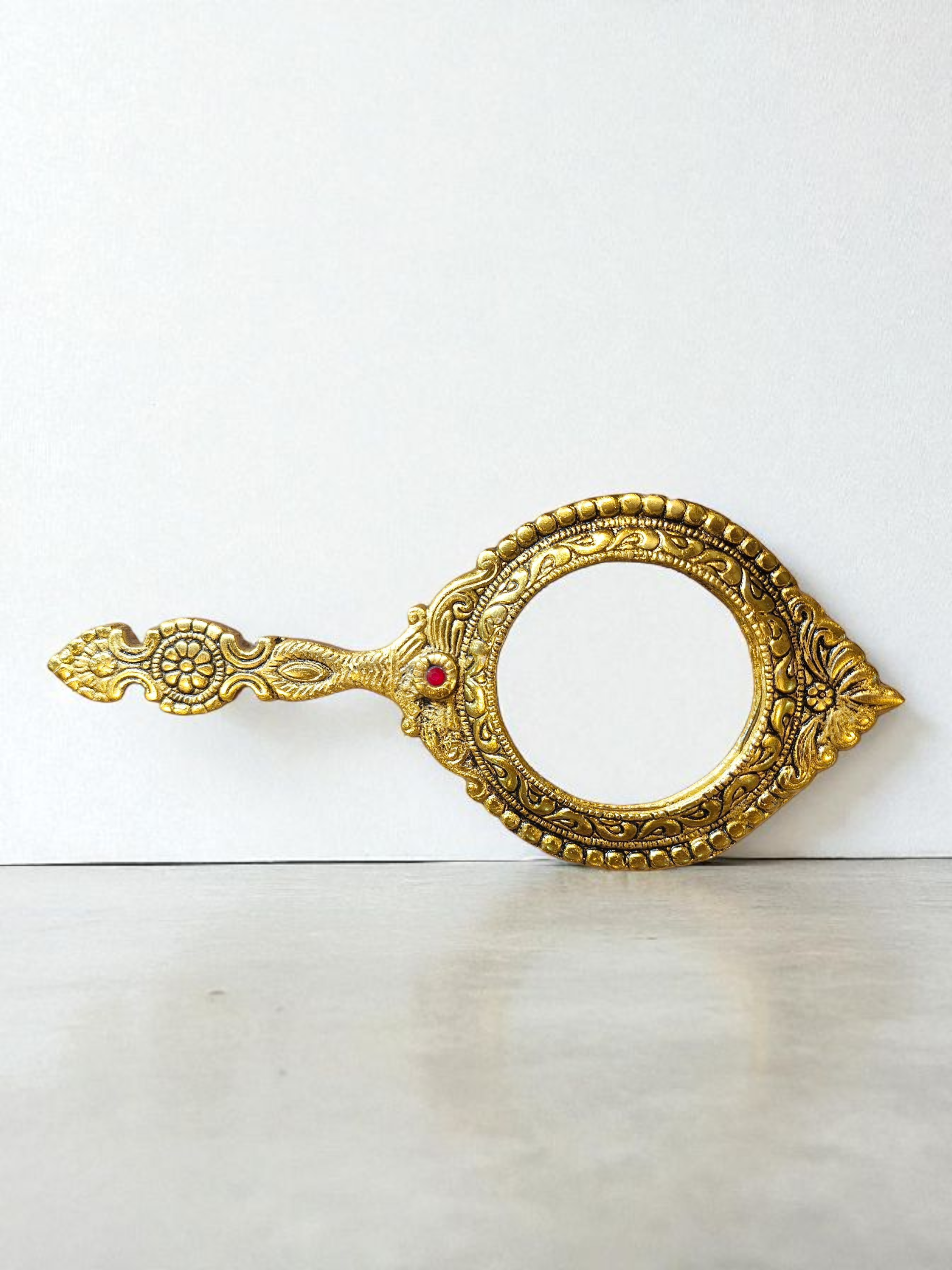 Golden Finish Hand Mirror (Metal)