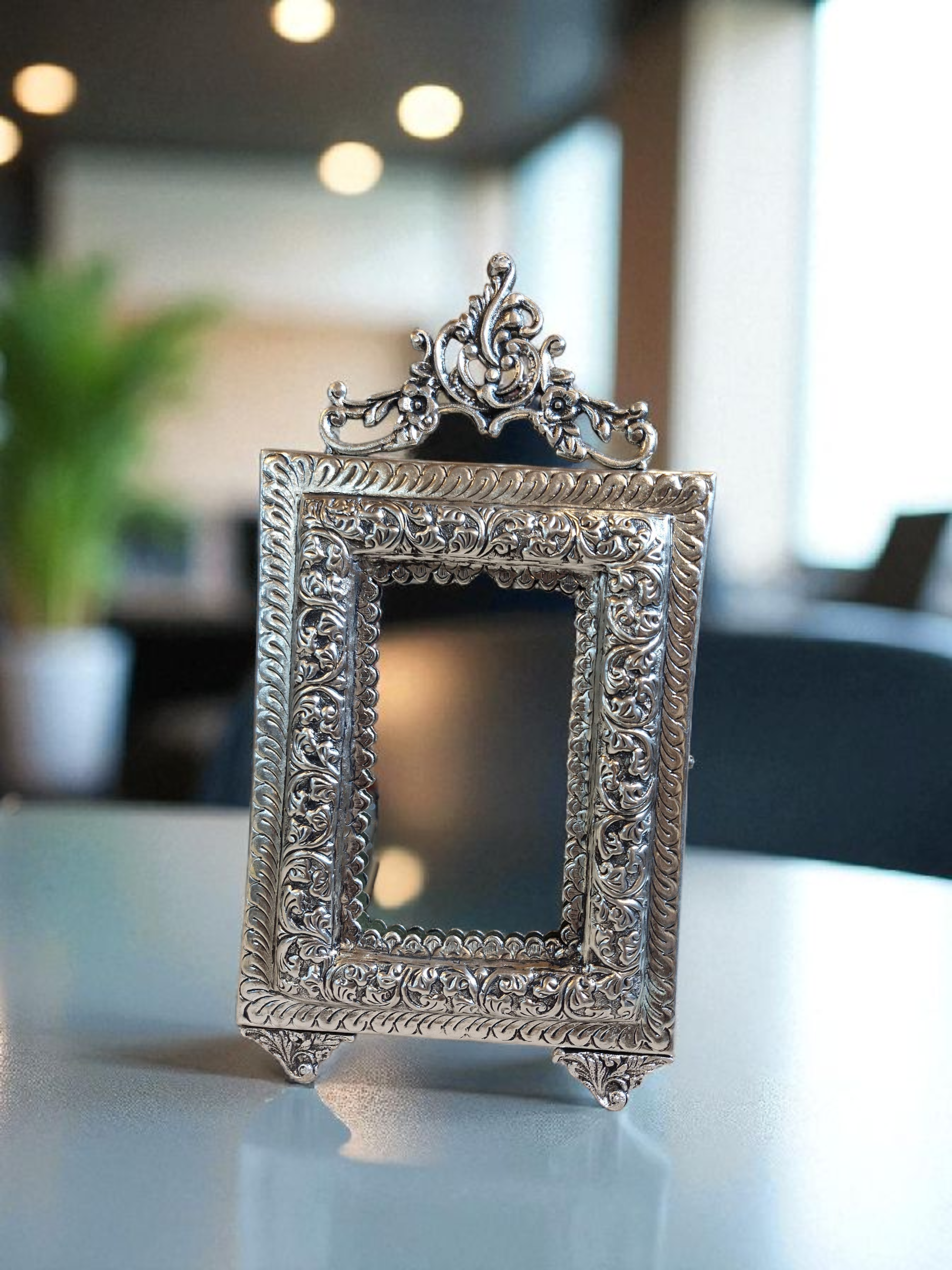 Ornate Silver Finish Mirror