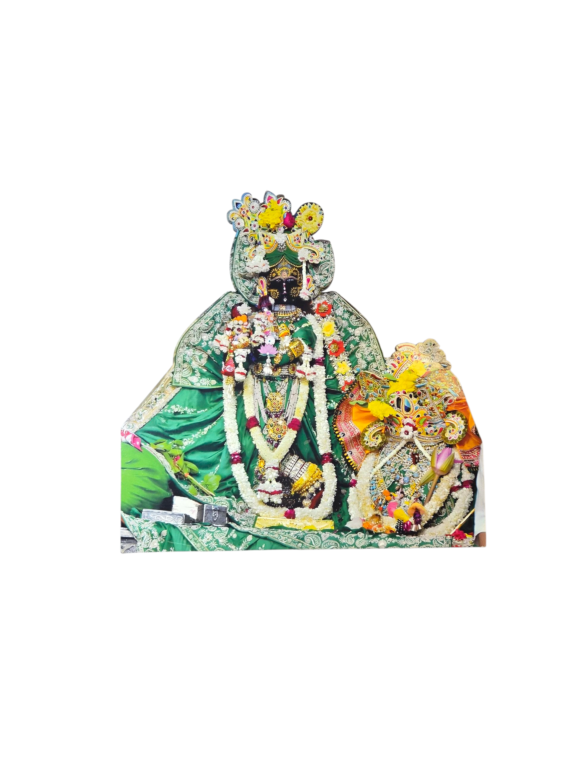 श्री द्वारकाधीश जी (Shri Dwarkadhish Ji – Elegant Green Garland Darshan Tabletop Standee)