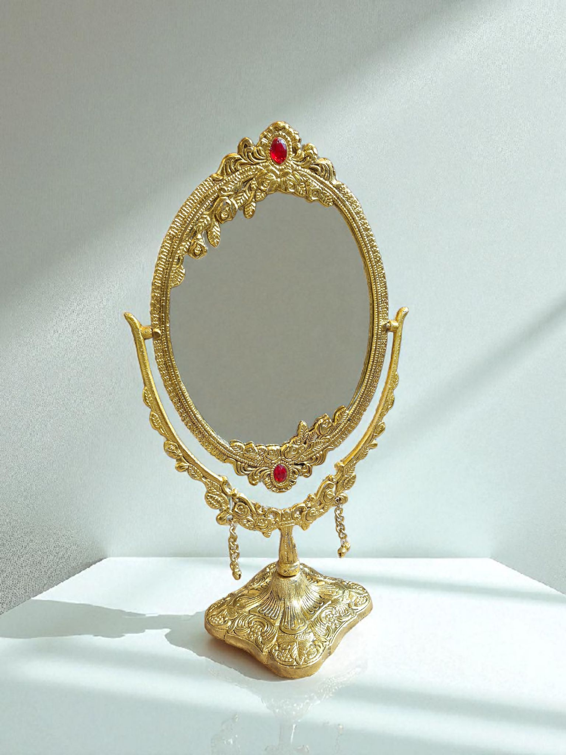 Vintage Ornate Gold Table Mirror