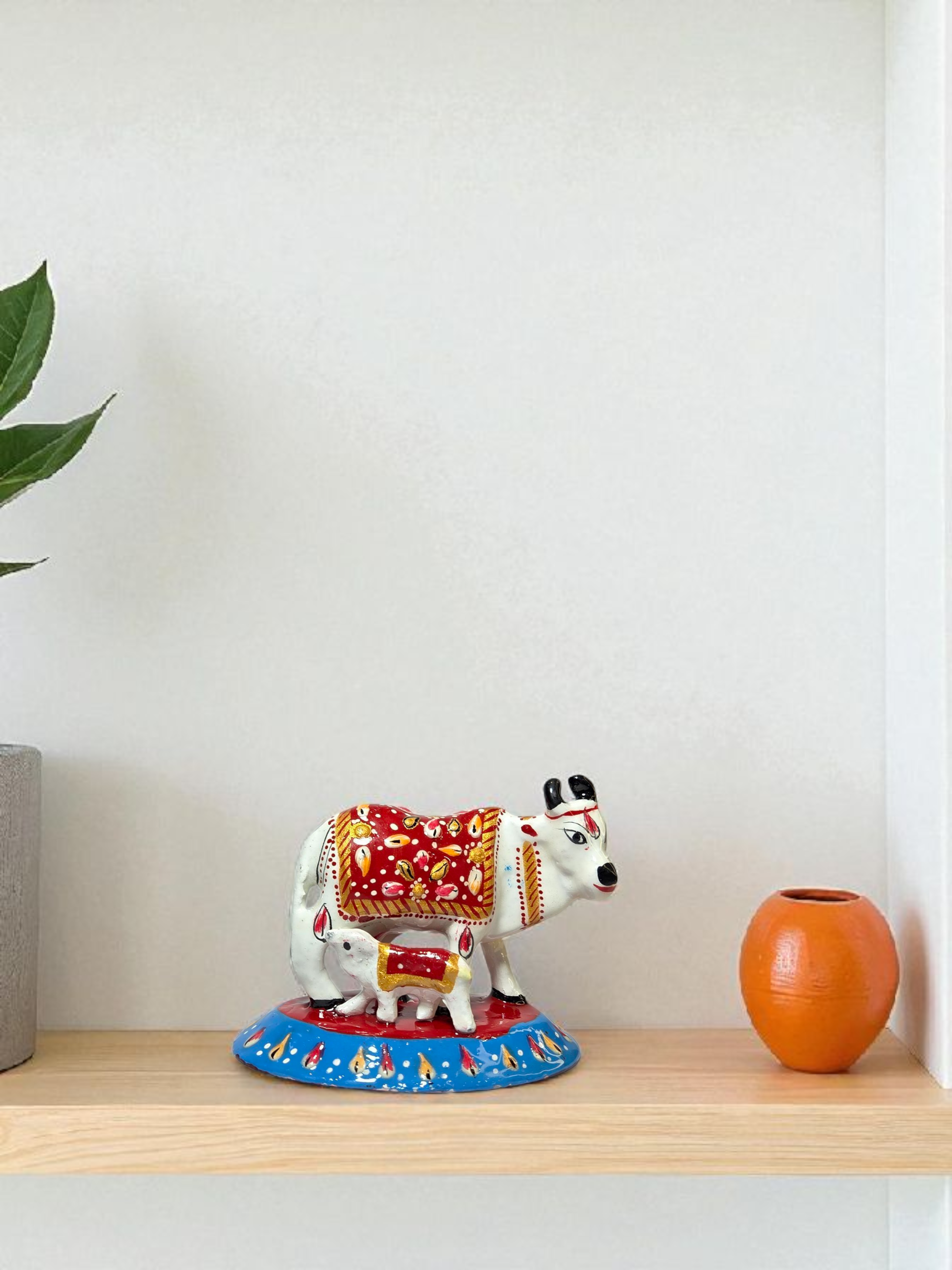 Decorative Cow & Calf Figurine (Minakari Work with Hands)