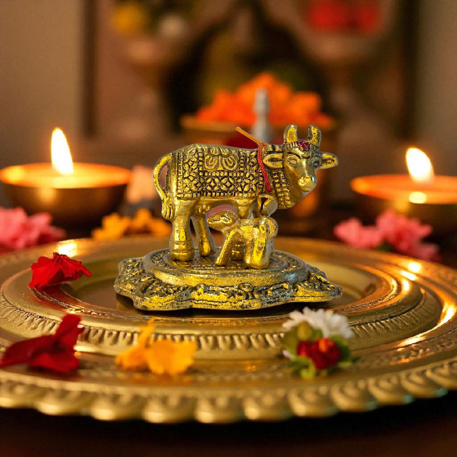 Swarna Kamadhenu Murti (Cow and Calf Figurine)