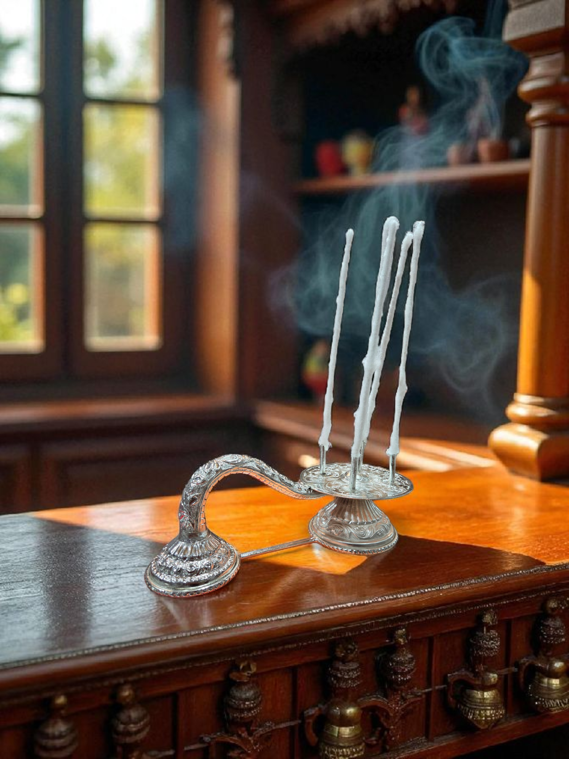 Ornate Thin Silver-Sheet Coated Aarti ( 5 sticks )