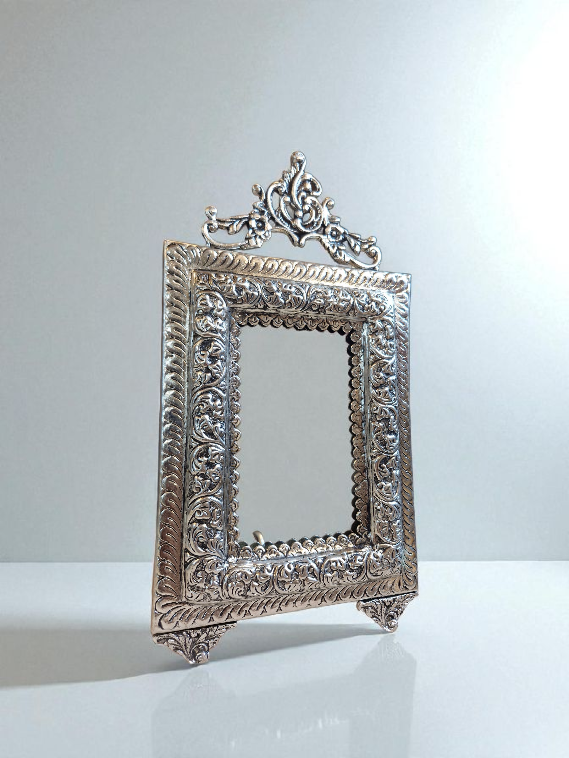 Ornate Silver Finish Mirror