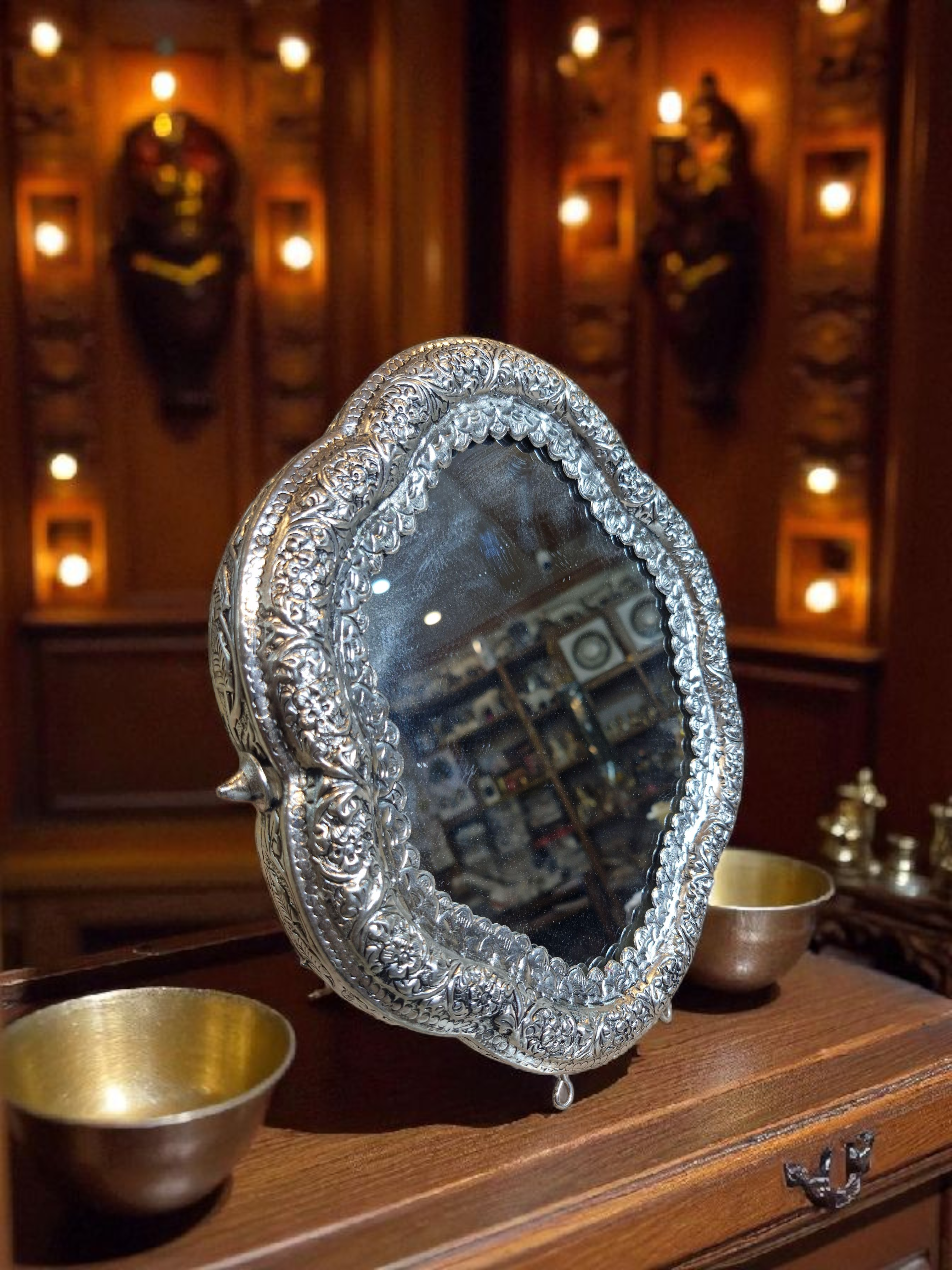 Antique Silver Table Mirror