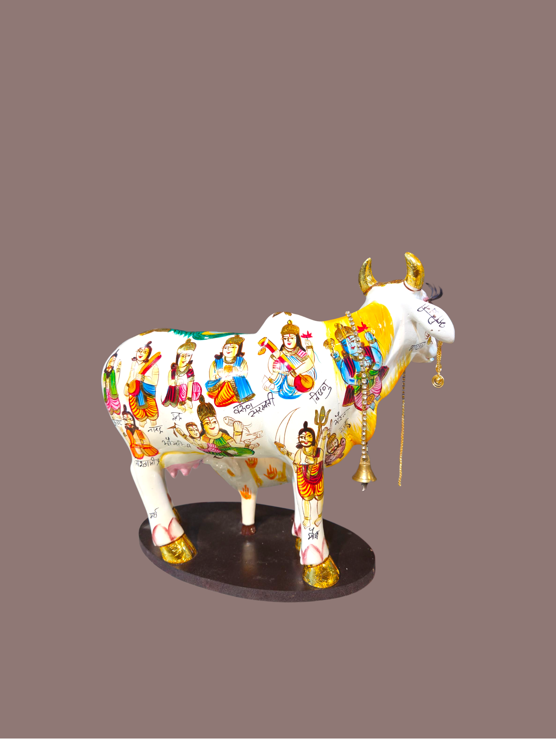 Hand-Painted Kamadhenu with Calf — Symbol of Abundance