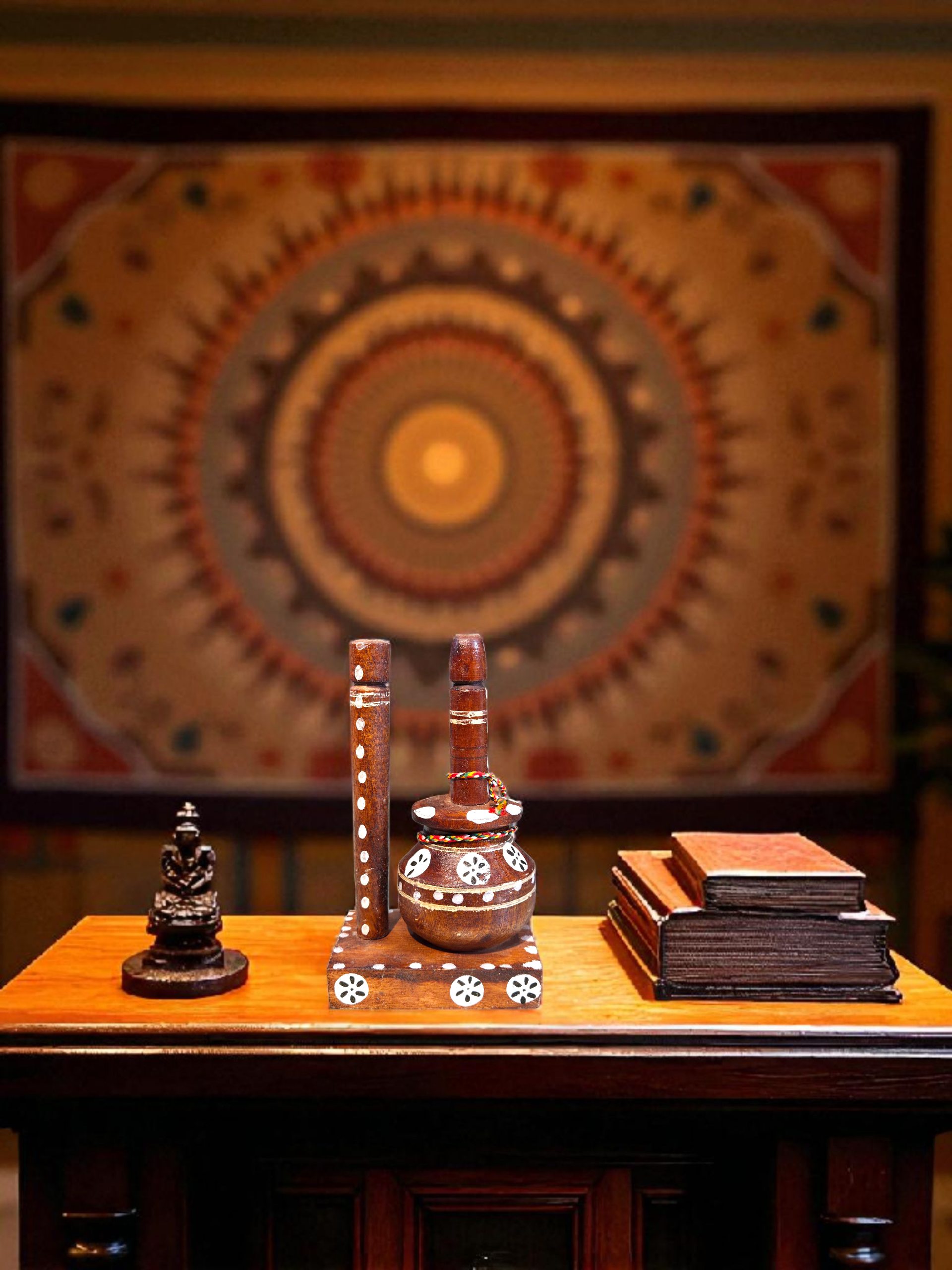 Handcrafted Wooden Surahi with Stand 