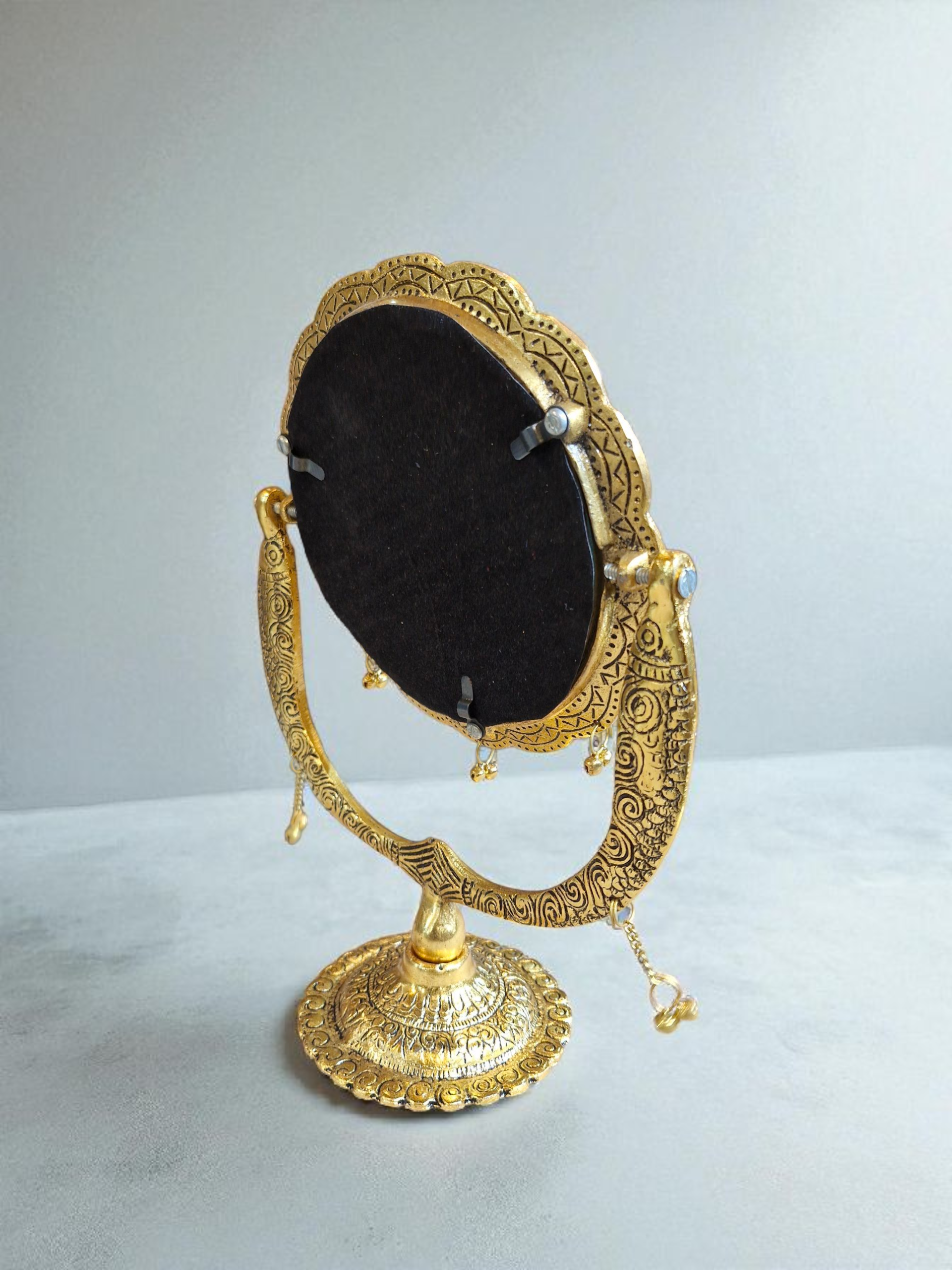 Antique Ornate Brass Table Mirror