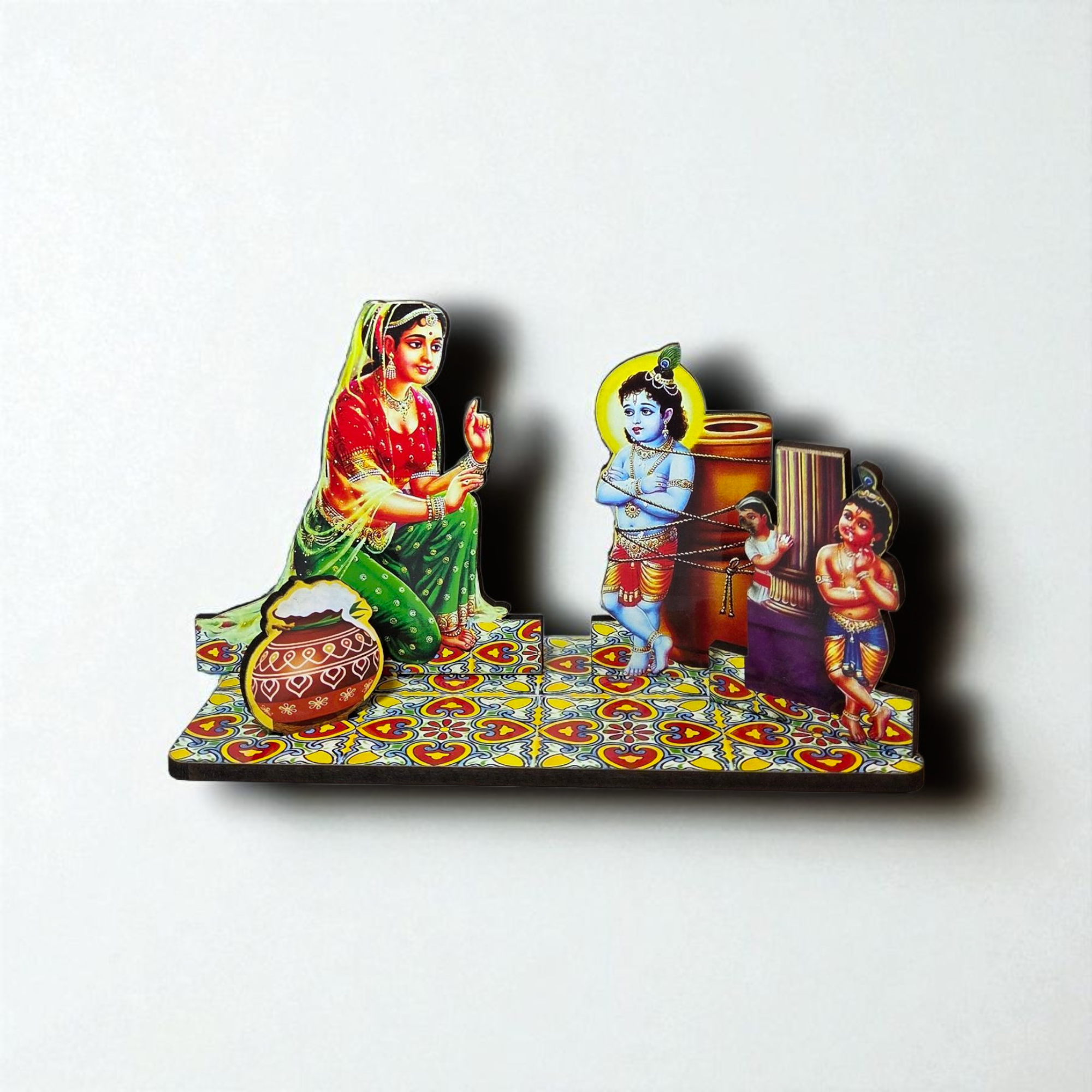 दमोदर लीला टेबलटॉप सेट (Damodar Leela Tabletop Decor Set – Yashoda Krishna Dhamodar Scene)  