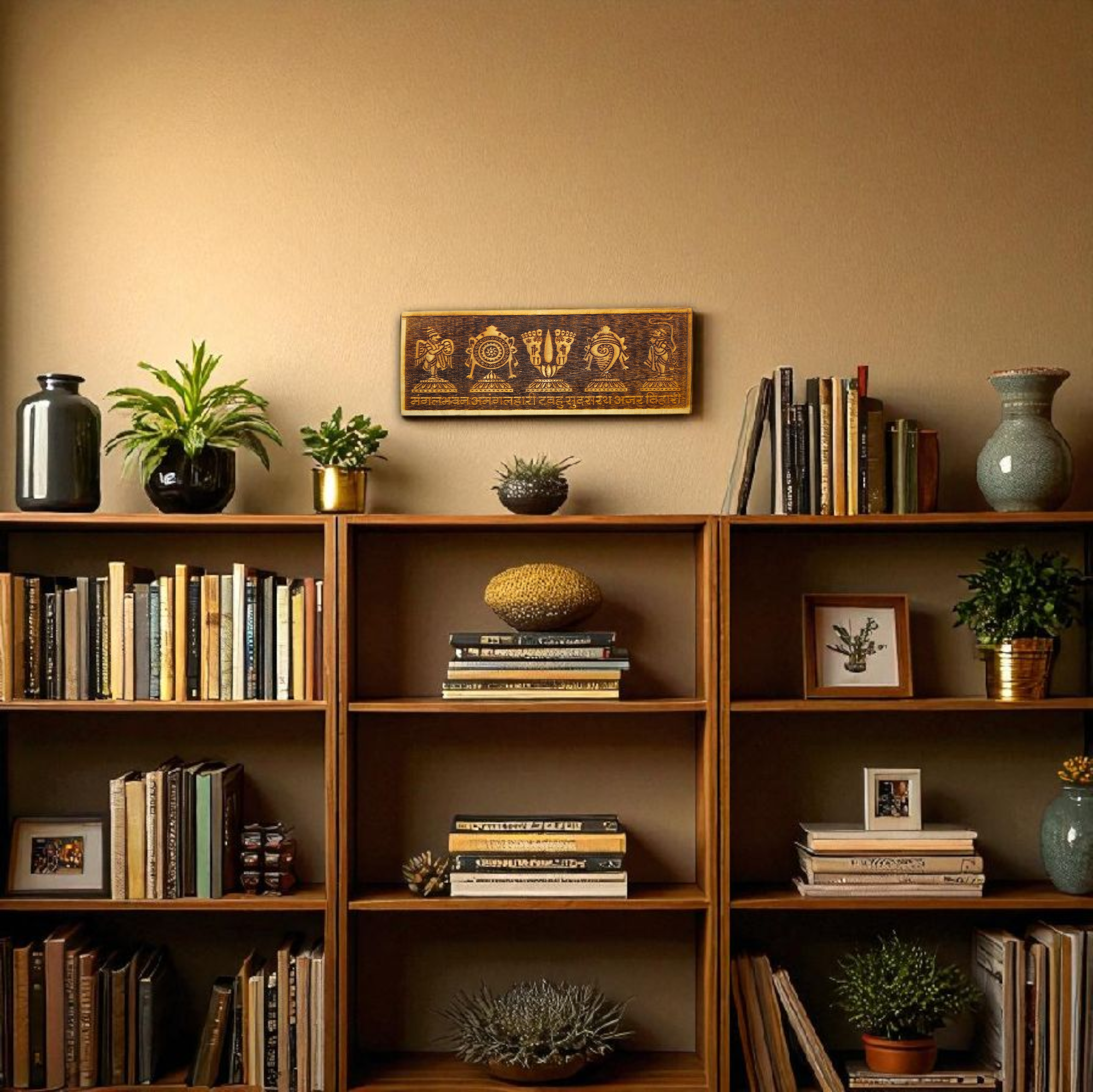The Panch Tattva Wooden Wall Decor (नाम सेवा) - Neem Wood