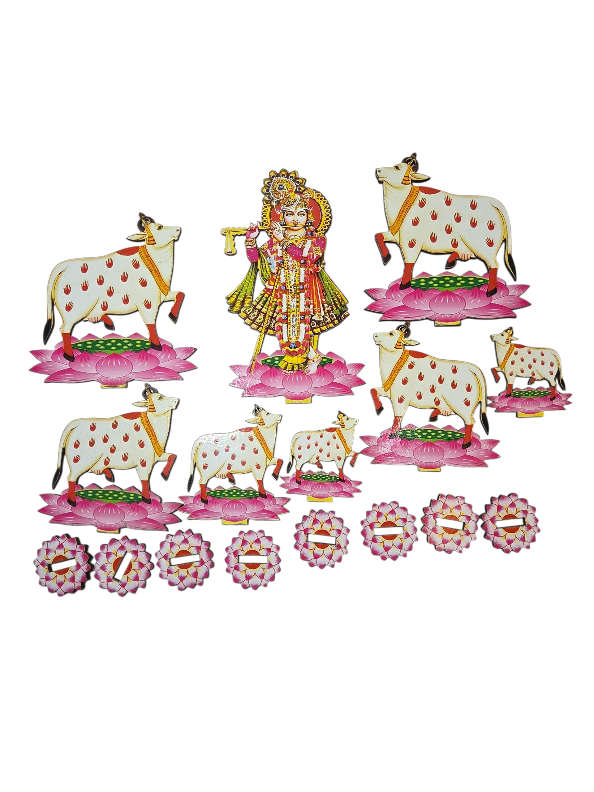गोपाल और गौ माता टेबलटॉप सेट (Gopal & Cows Circular Tabletop Decor Set)
