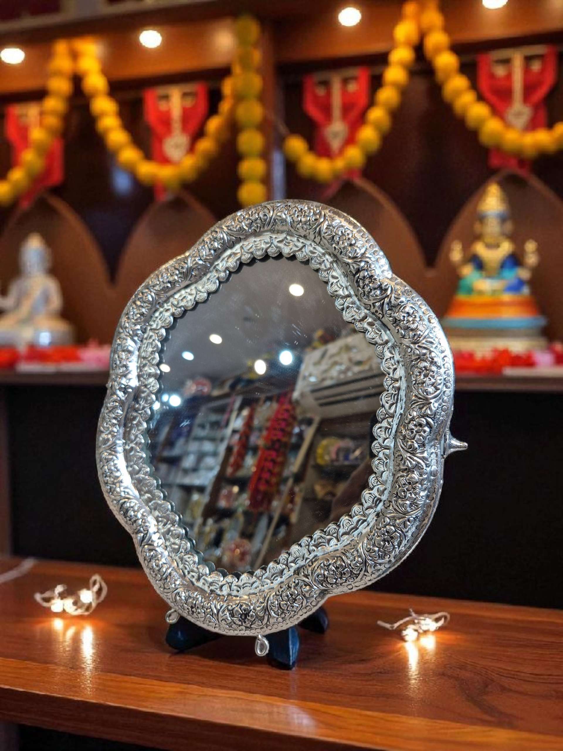 Antique Silver Table Mirror