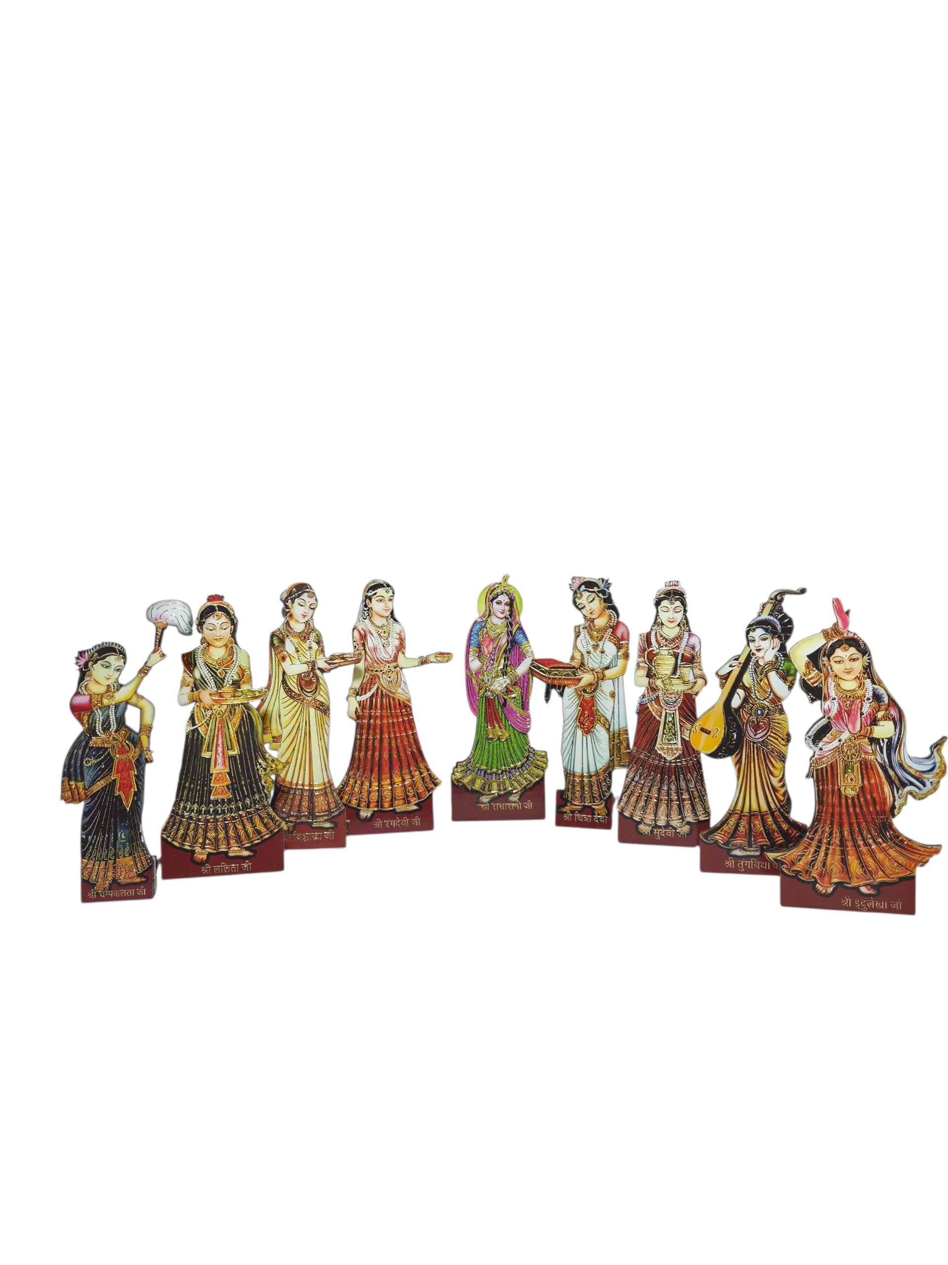 अष्ट सखी गोपी सेट (Ashta Sakhi Gopi Set – Radha Krishna Leela Tabletop Figurines)