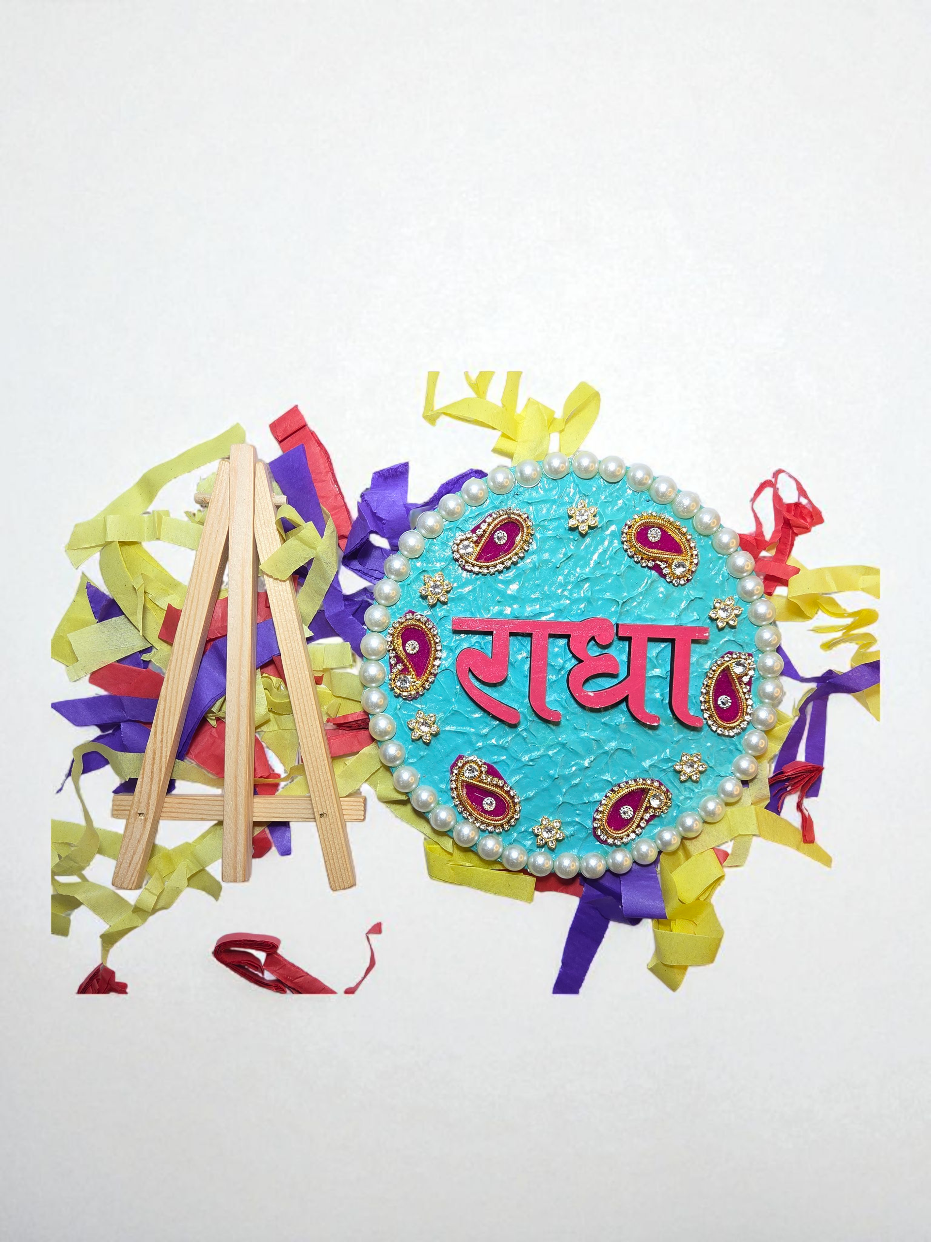✨ Radha Naam Chitrpat (मोती जड़ित )