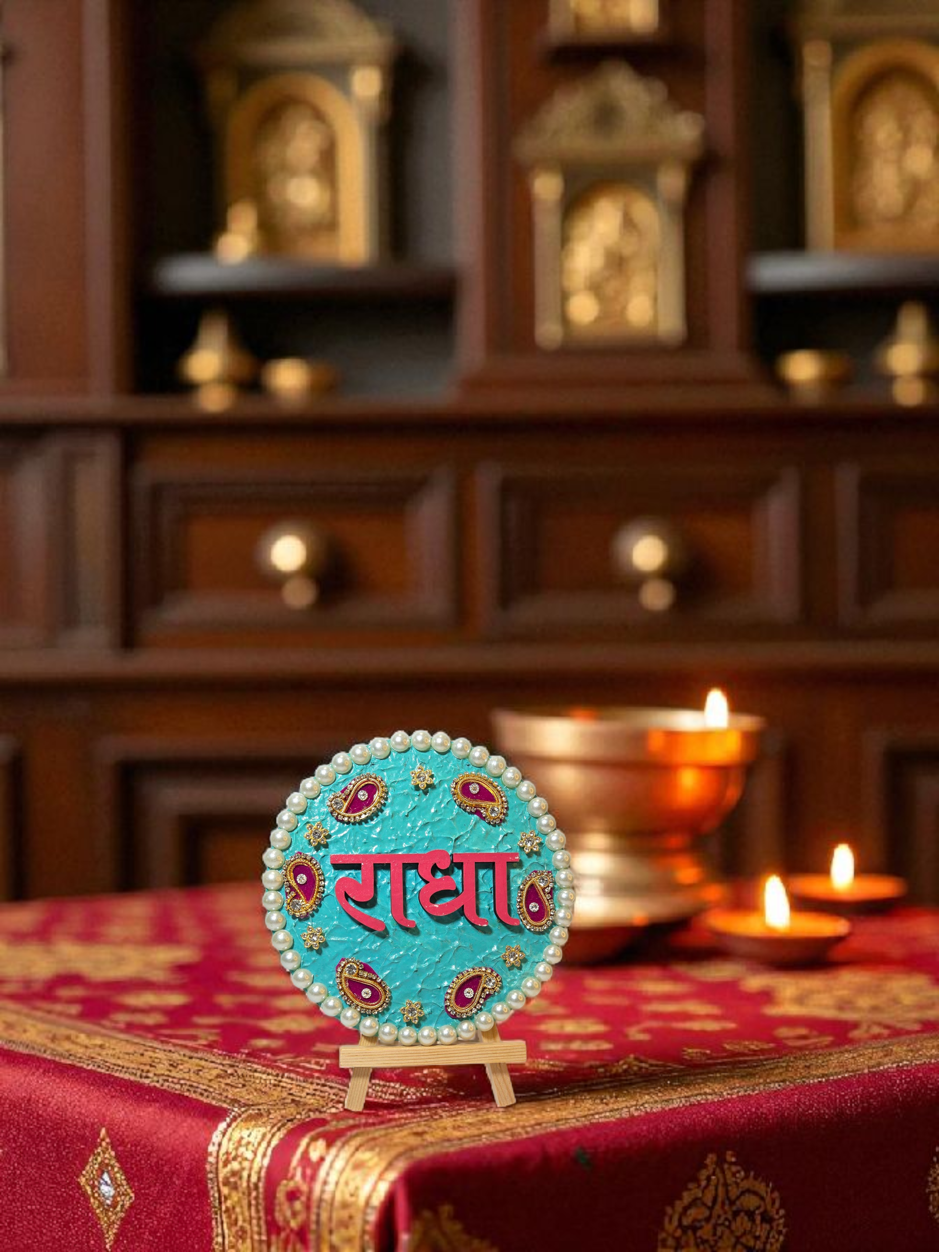 ✨ Radha Naam Chitrpat (मोती जड़ित )