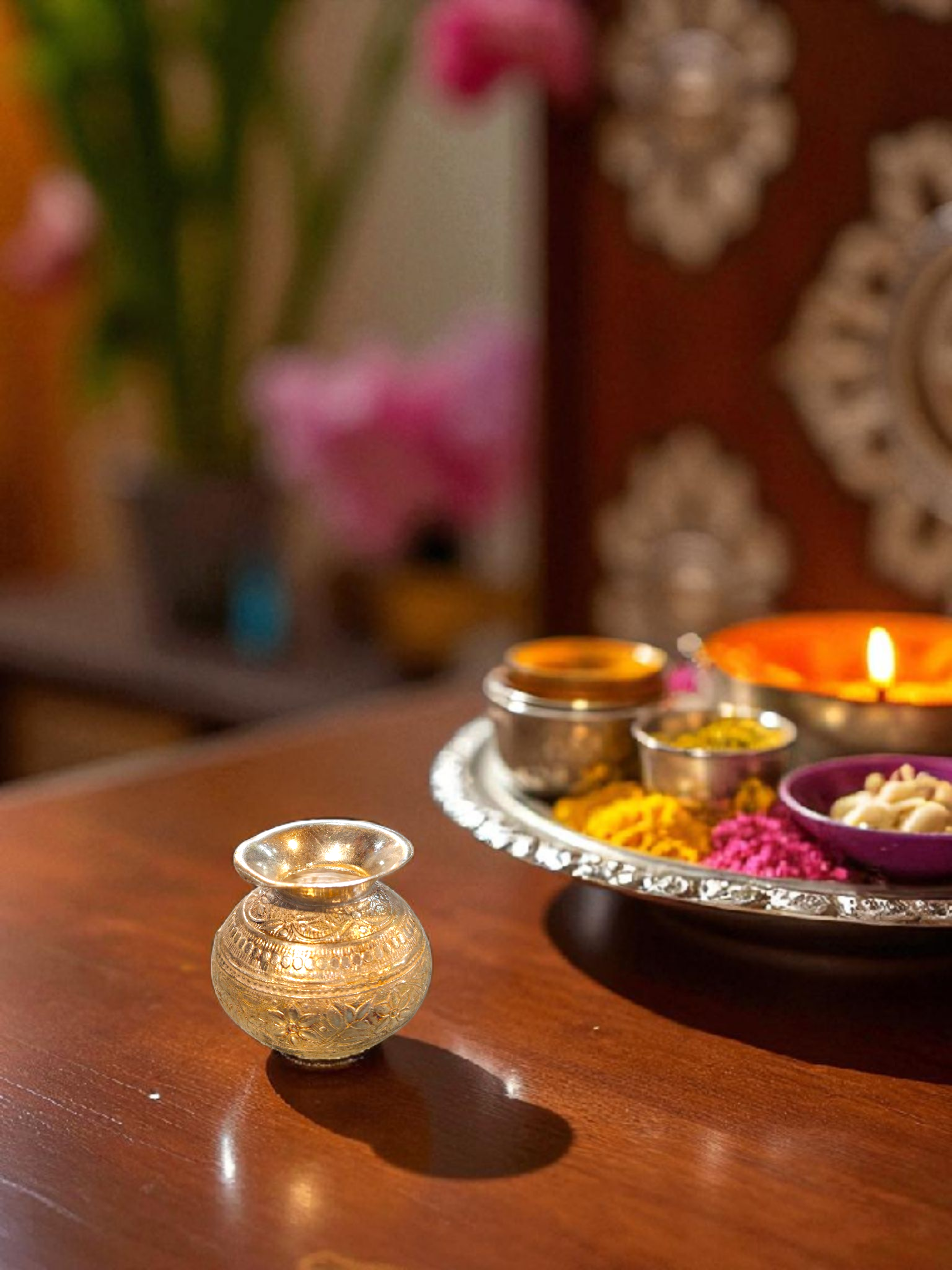 Miniature Brass Kalash — Engraved Design