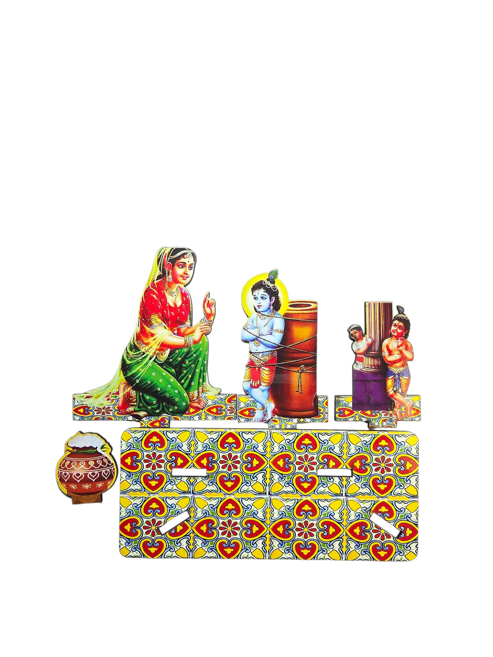 दमोदर लीला टेबलटॉप सेट (Damodar Leela Tabletop Decor Set – Yashoda Krishna Dhamodar Scene)  