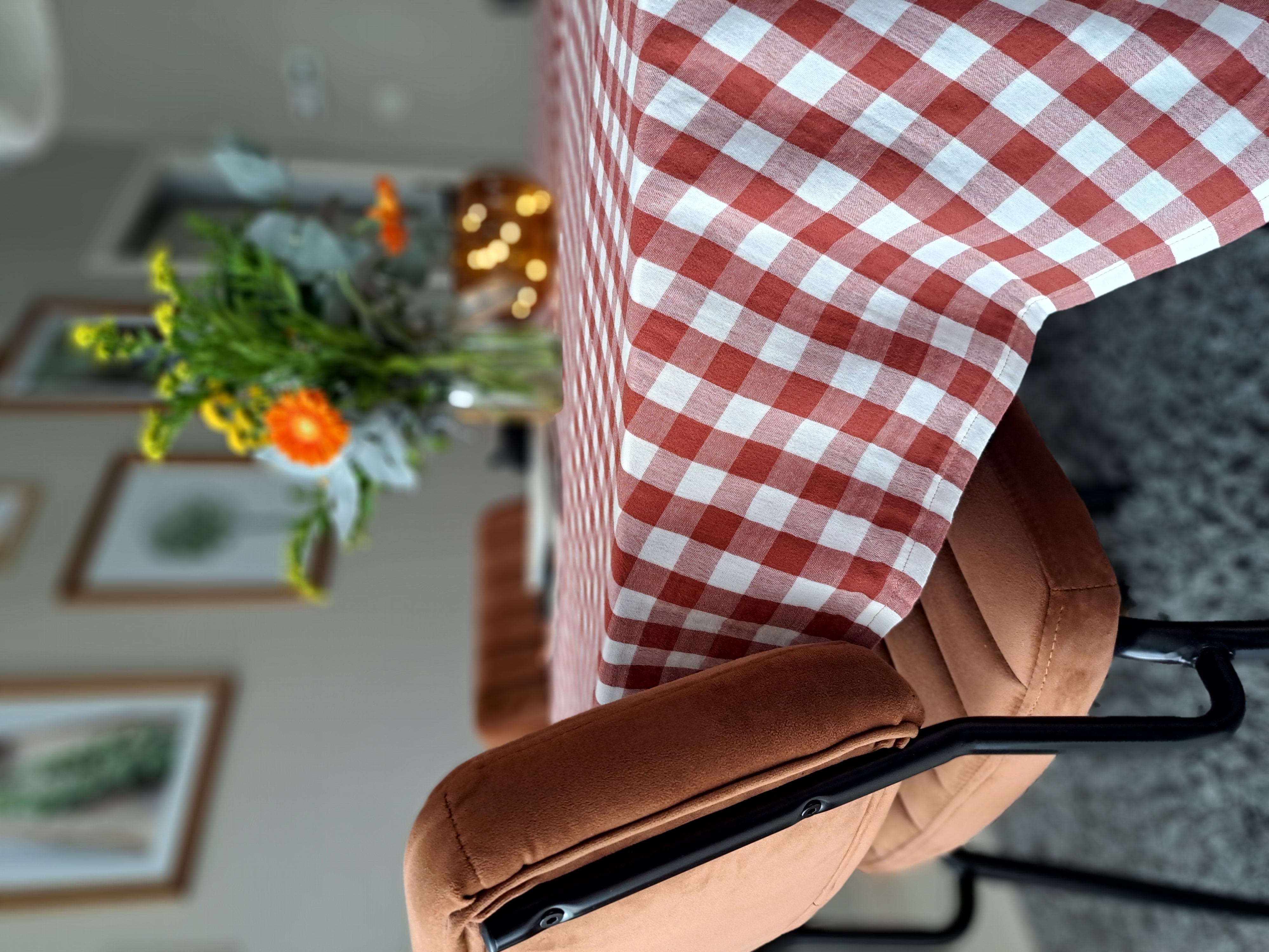 Nappe à carreaux terracotta