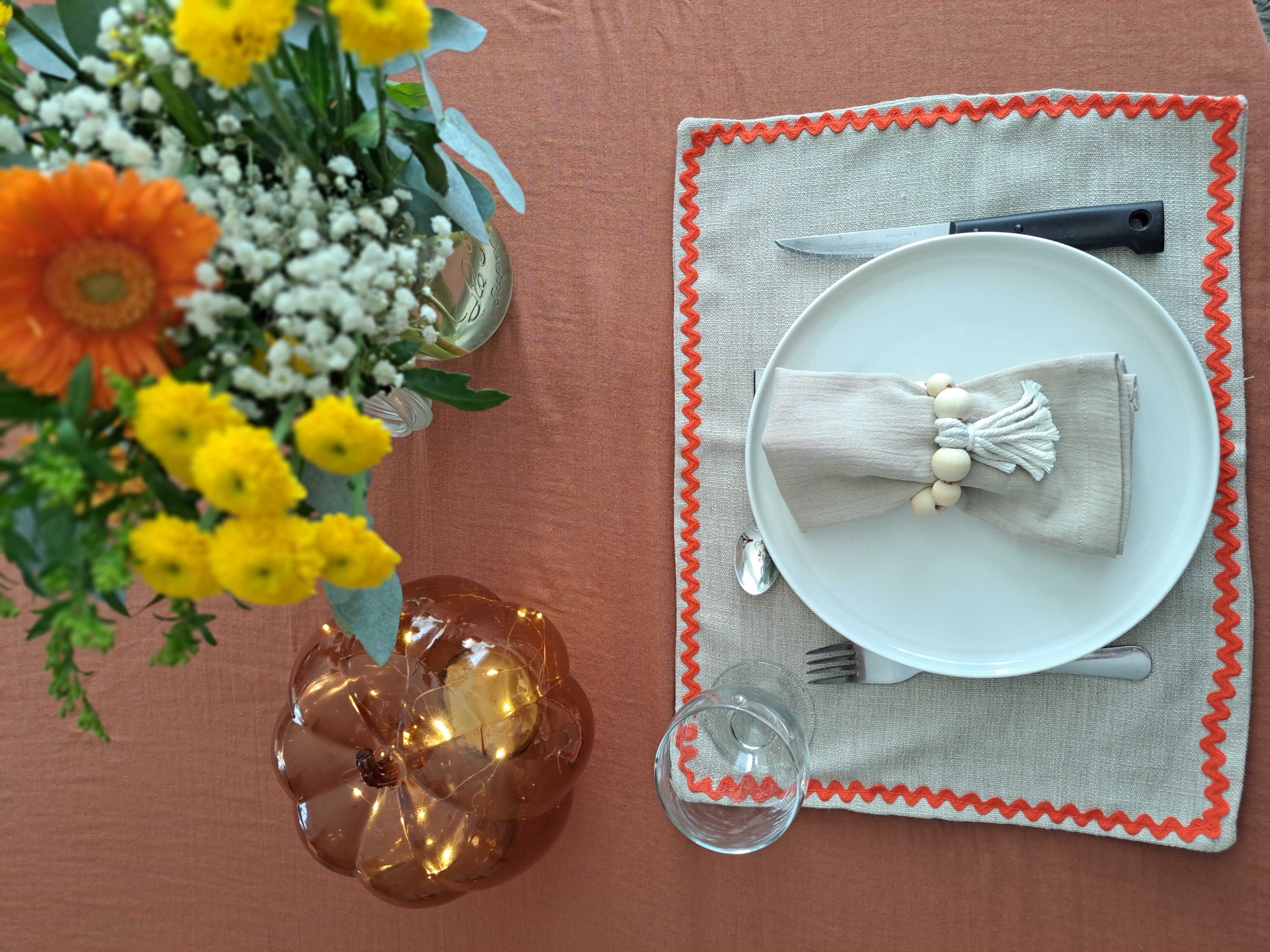 Nappe unie Rectangulaire terracota