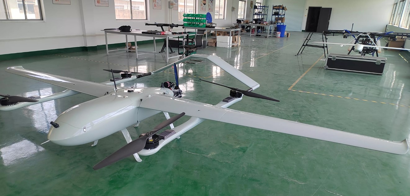DP80P UAV - Oil-powered vertical take-off and landing composite wing UAV with a wingspan of 6m