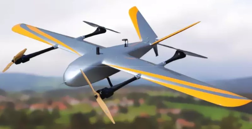 Vertical take-off and landing fixed-wing UAV drone with HD camera and GPS