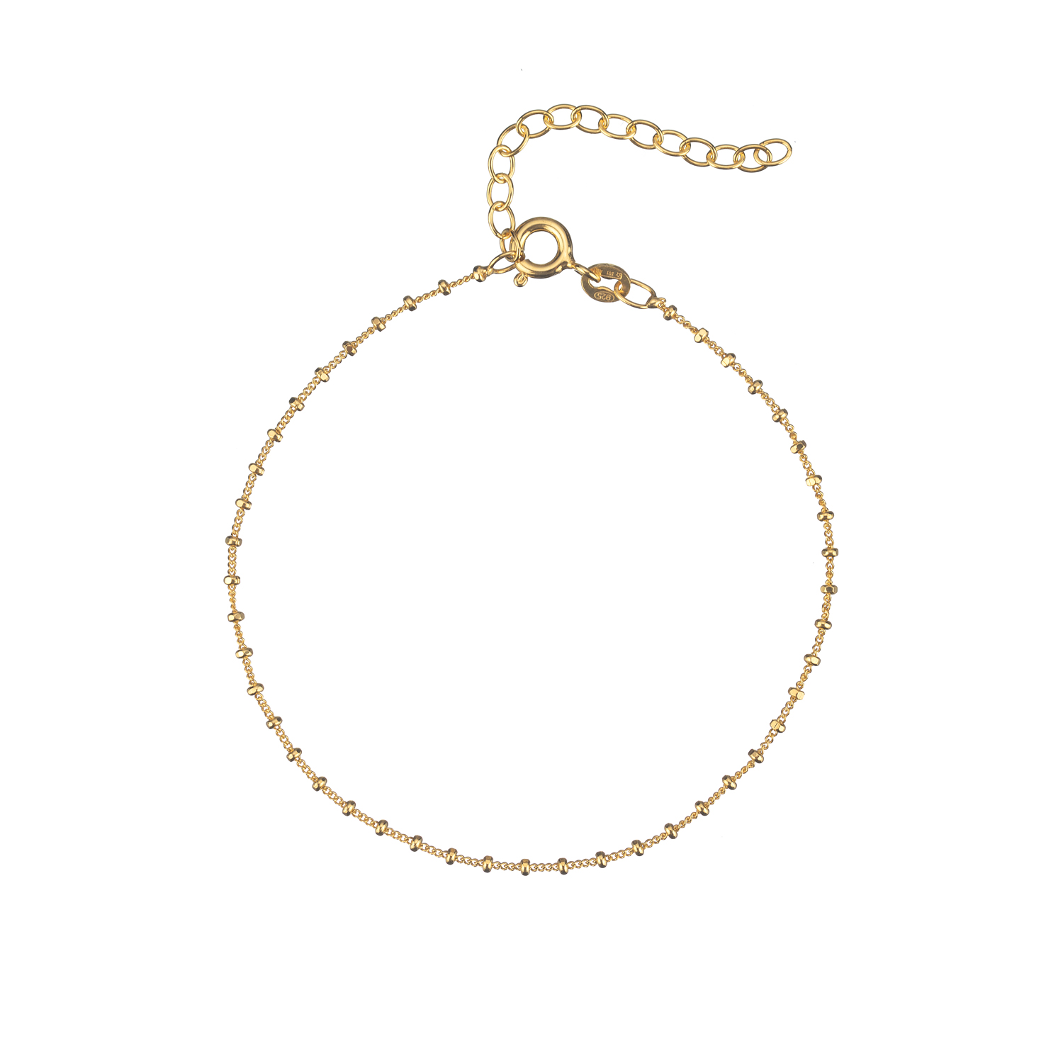 Pulsera bolita diamantada 17+4 cm - Plata bañada en oro