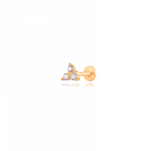 Piercing Acero Circonita Flor Color Oro