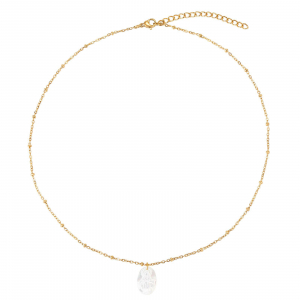 Collar Acero Mineral Nacar - Medalla Virgen María - 45+5 cm