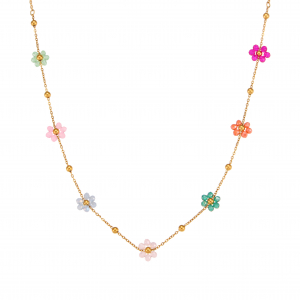 Collar Acero Flor Circonita Multi 36+5 cm Color Oro