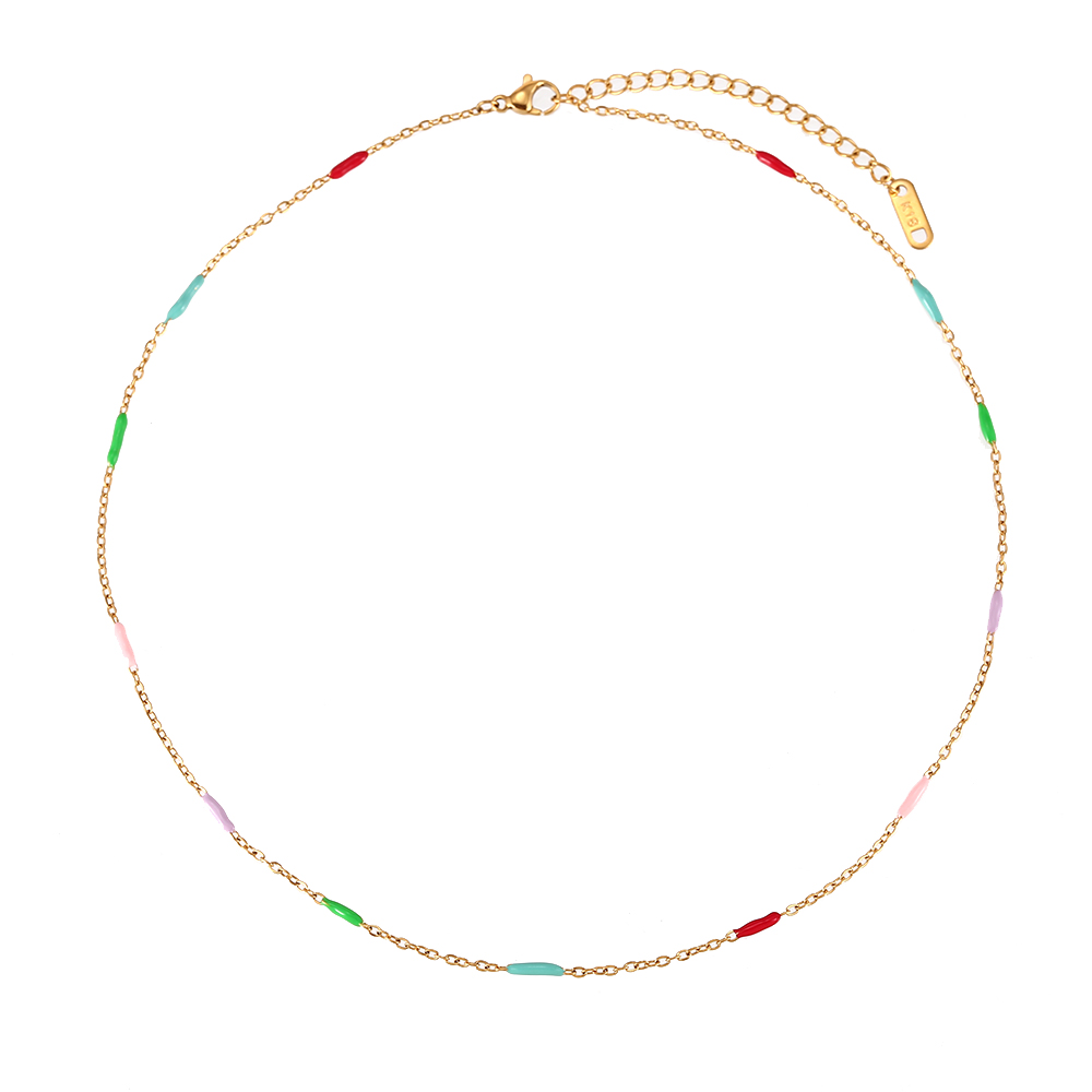 Collar Barra Enamel Multi - 40+5 cm - Color Oro