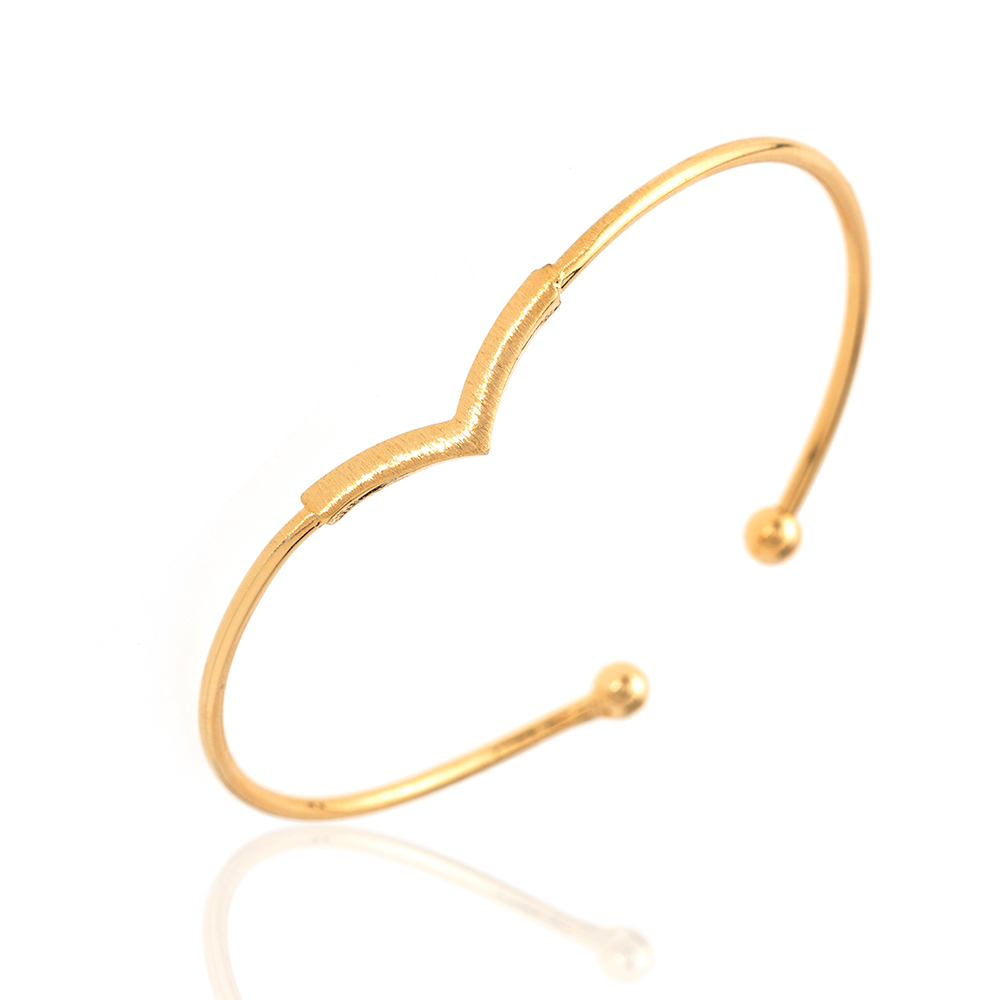 Pulsera Bronce - V - Plata chapada oro