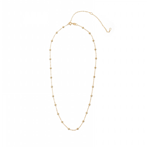 Cadena Singapur Bola 3mm 40+5+5 cm Plata de Ley 925 Bañado Oro