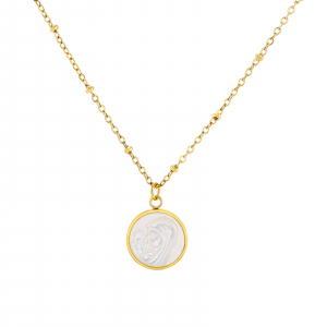 Collar Mineral Nácar Virgen 13 mm 40+5 cm Color Oro