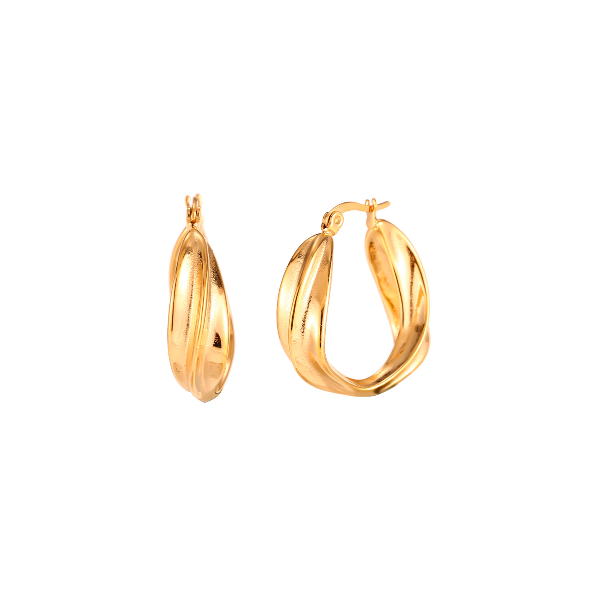 Pendiente Acero Liso - Trenzado - 28 mm - Color Oro o Plata