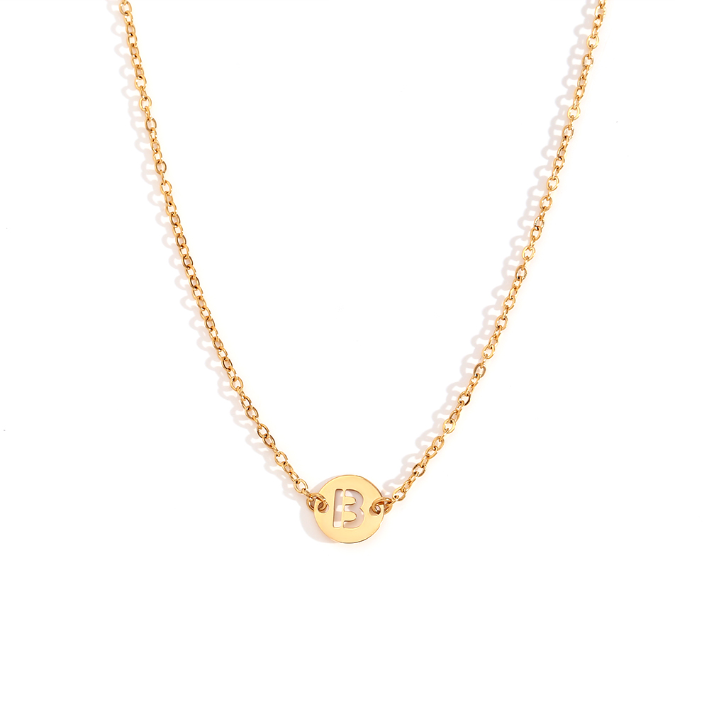 Collar Acero - Letra 8mm - 36+5 cm -Color Oro