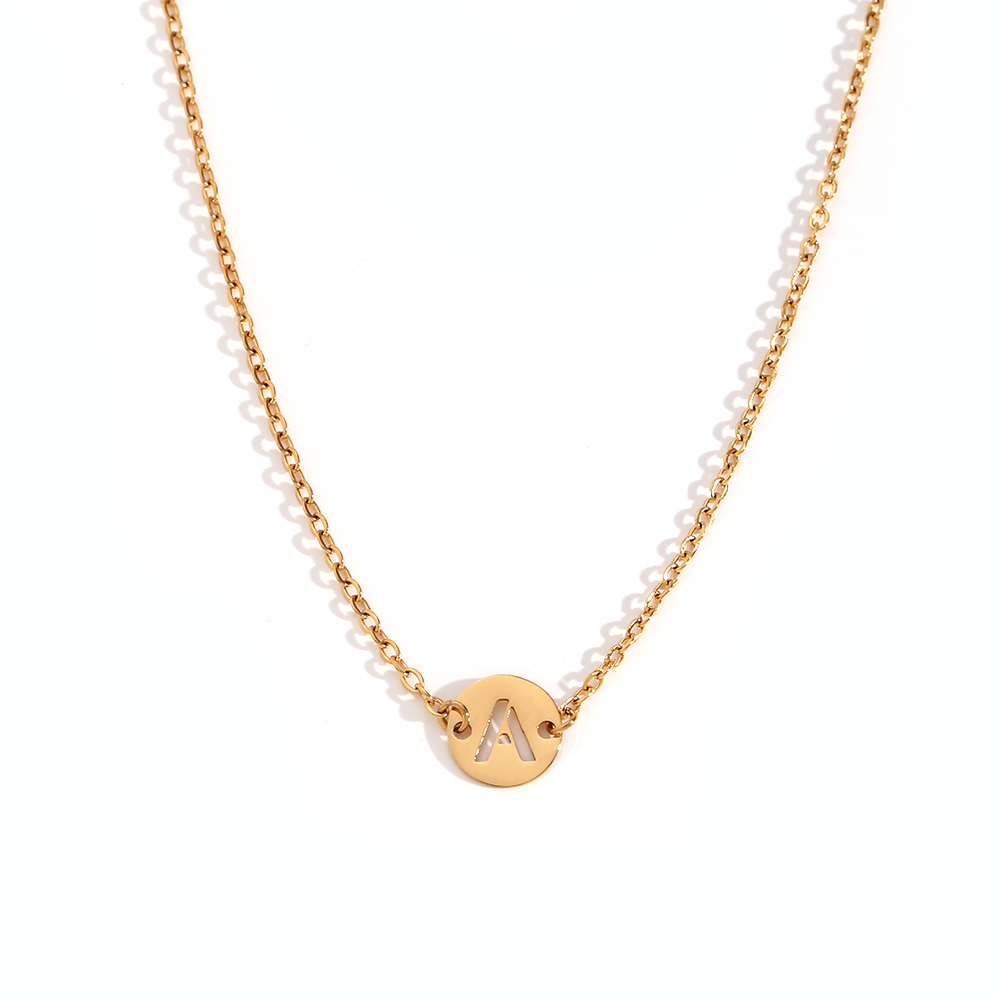 Collar Acero - Letra 8mm - 36+5 cm -Color Oro