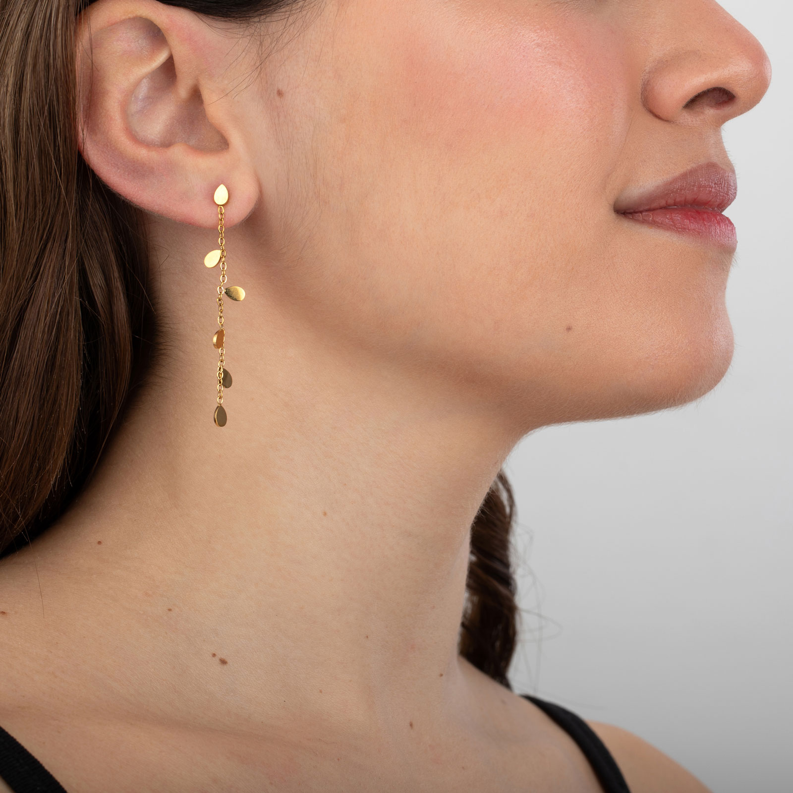 Pendientes Acero - Cadena de Gotas - 58 mm - Color Oro y Color Acero