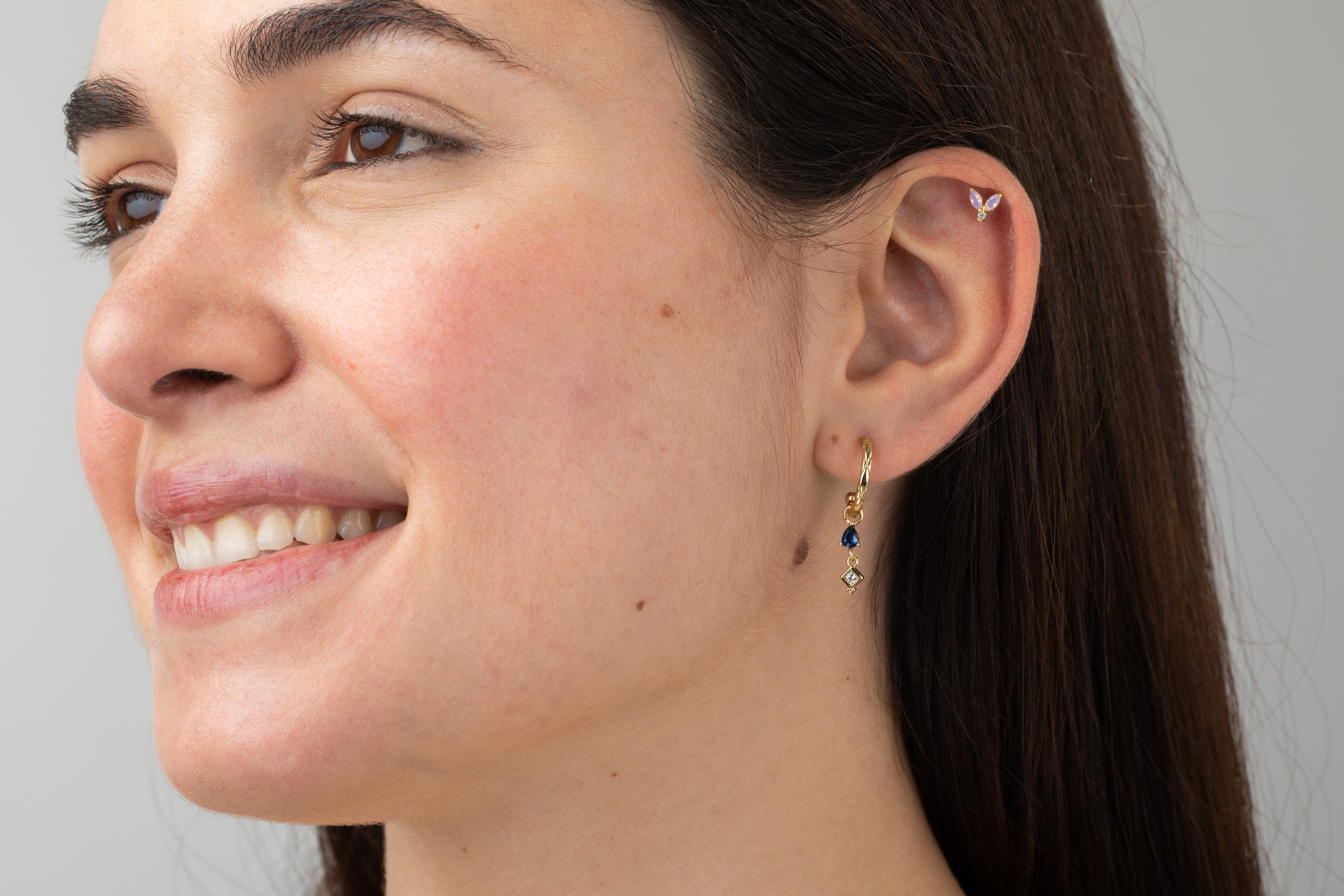 Piercing Acero Flor 6mm Color Oro Ópalo Rosa Sintético