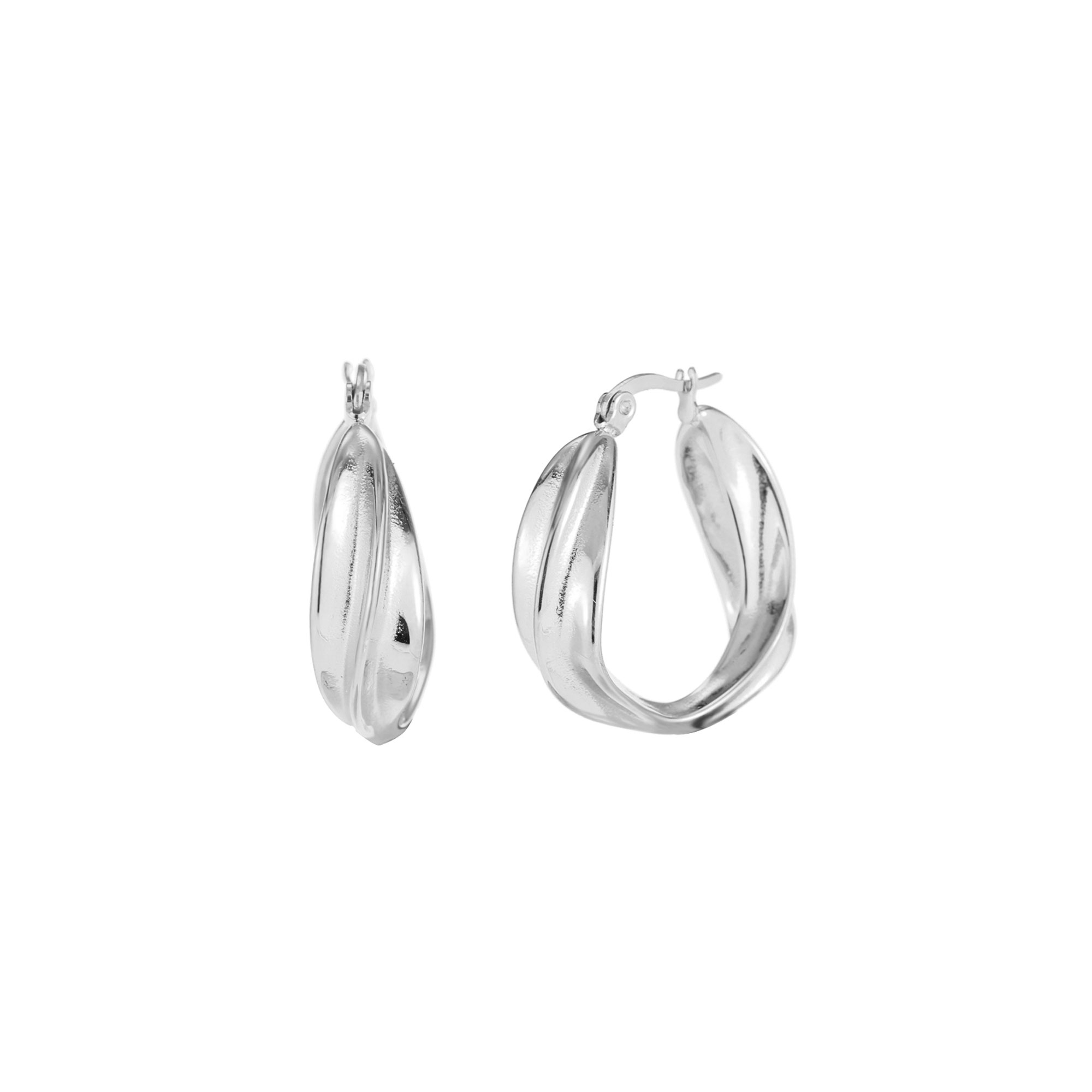 Pendiente Acero Liso - Trenzado - 28 mm - Color Oro o Plata