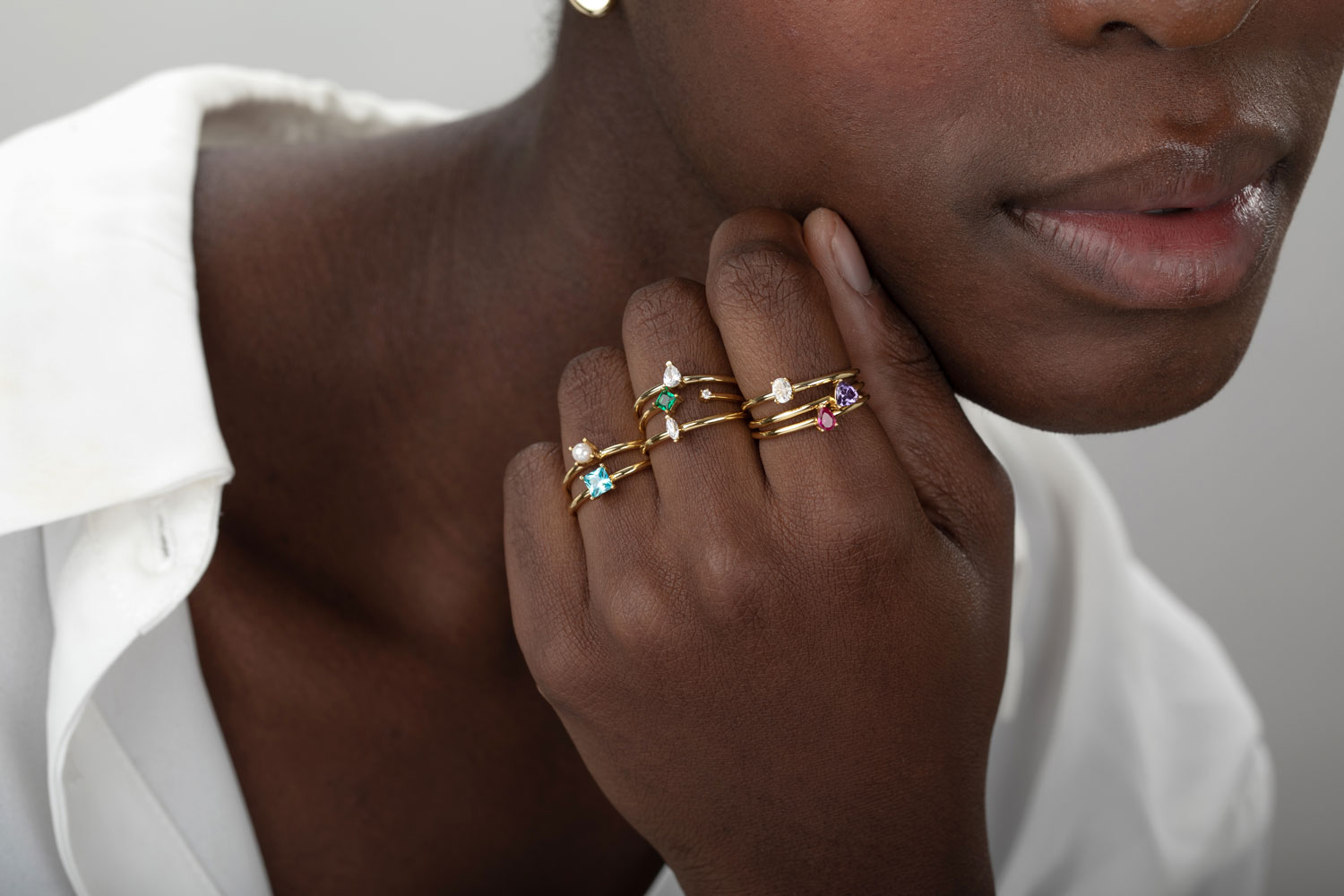 Anillo Plata Circonita Topacio Azul T14 Bañado Oro